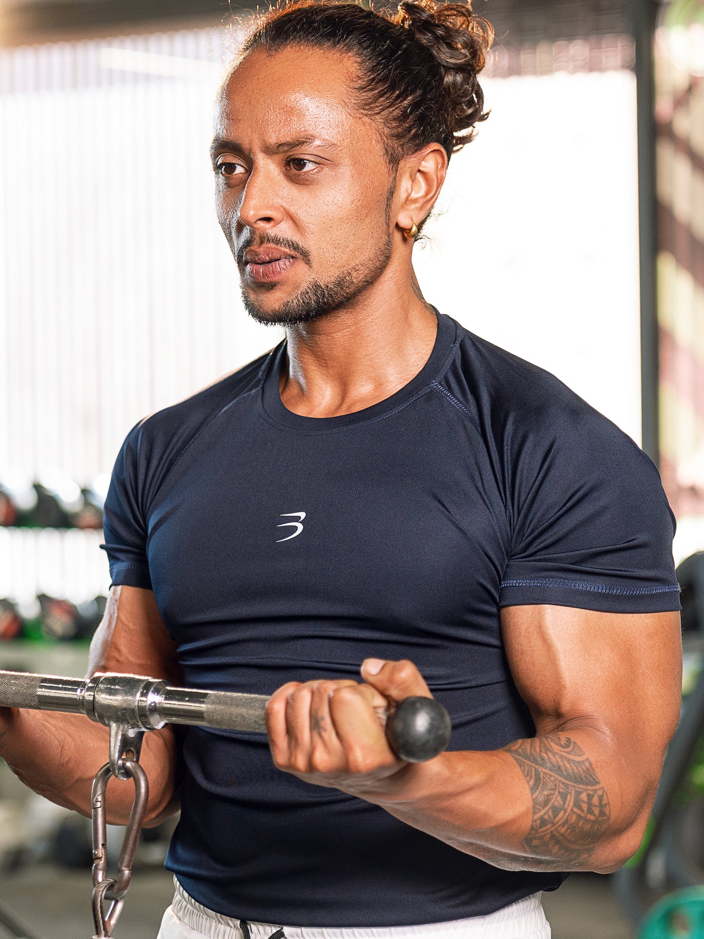 Men's Round Neck Sports T-Shirt | Half Sleeve Solid Regular Fit T-Shirt For Men- Navy Blue