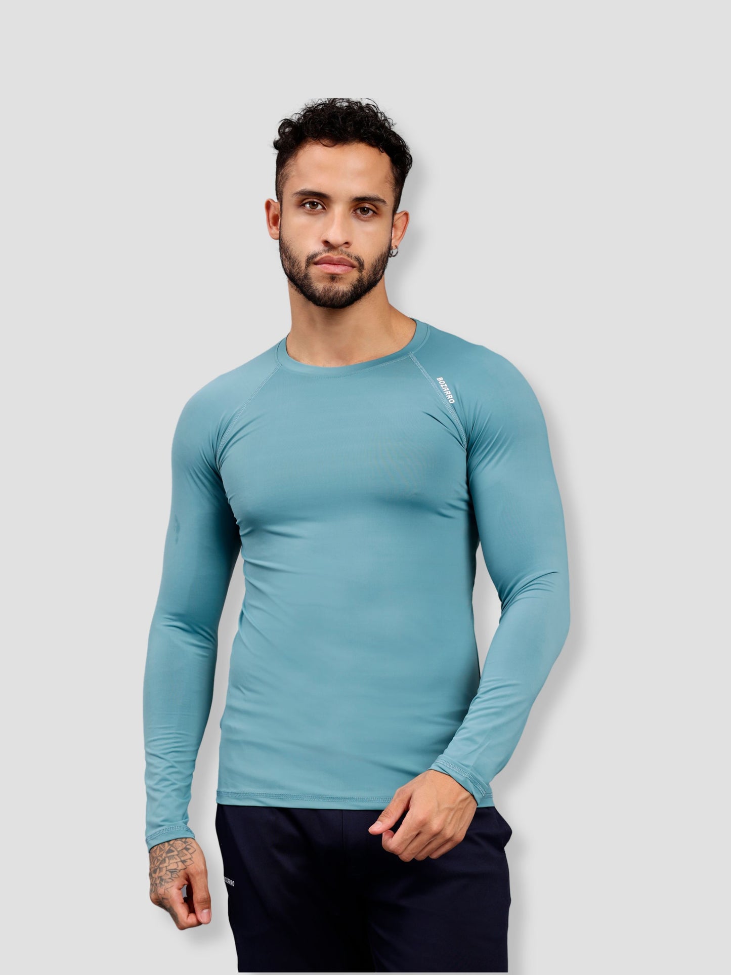 Round neck Compression Full sleeve tshirt- Ice blue