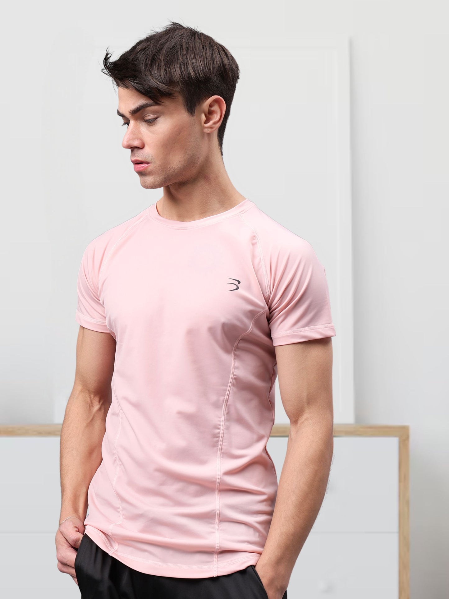 Round Neck Apple Cut T Shirt | Men's Half Sleeve Apple Cut T-Shirt | Round Neck Solid Regular Fit T-Shirt for Men's-Pink