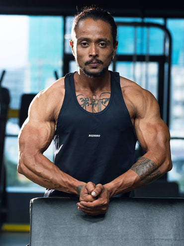 Men's Regular Fit Stringer | Men's Gym Tank Top Stringers | Solid Low Neck Tank Top For Men - Navy Blue