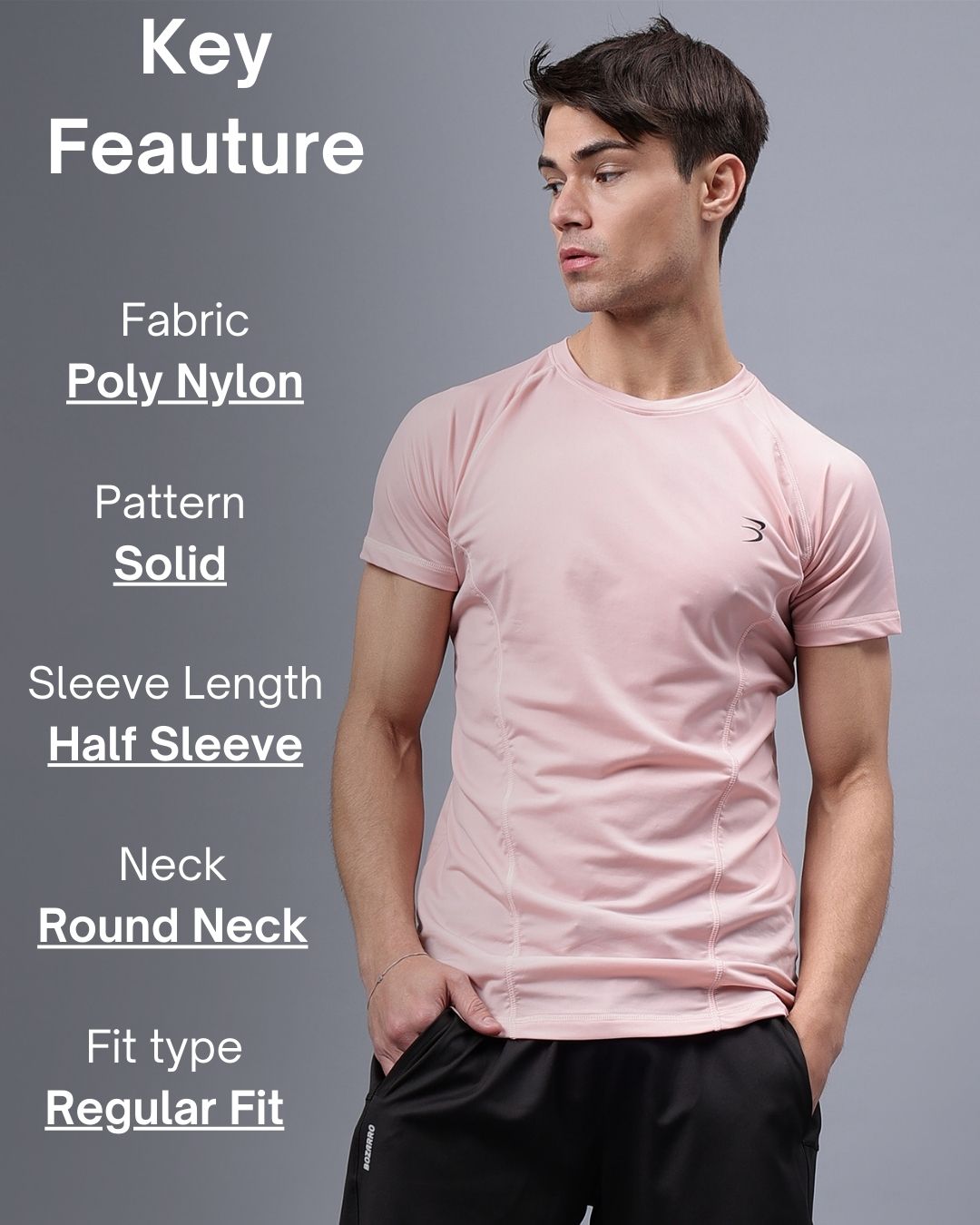 Round Neck Apple Cut T Shirt | Men's Half Sleeve Apple Cut T-Shirt | Round Neck Solid Regular Fit T-Shirt for Men's-Pink