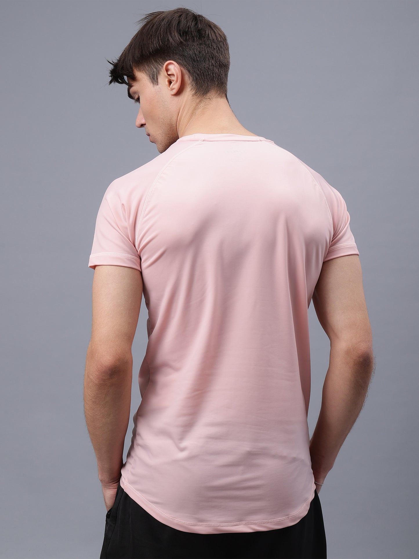 Round Neck Apple Cut T Shirt | Men's Half Sleeve Apple Cut T-Shirt | Round Neck Solid Regular Fit T-Shirt for Men's-Pink