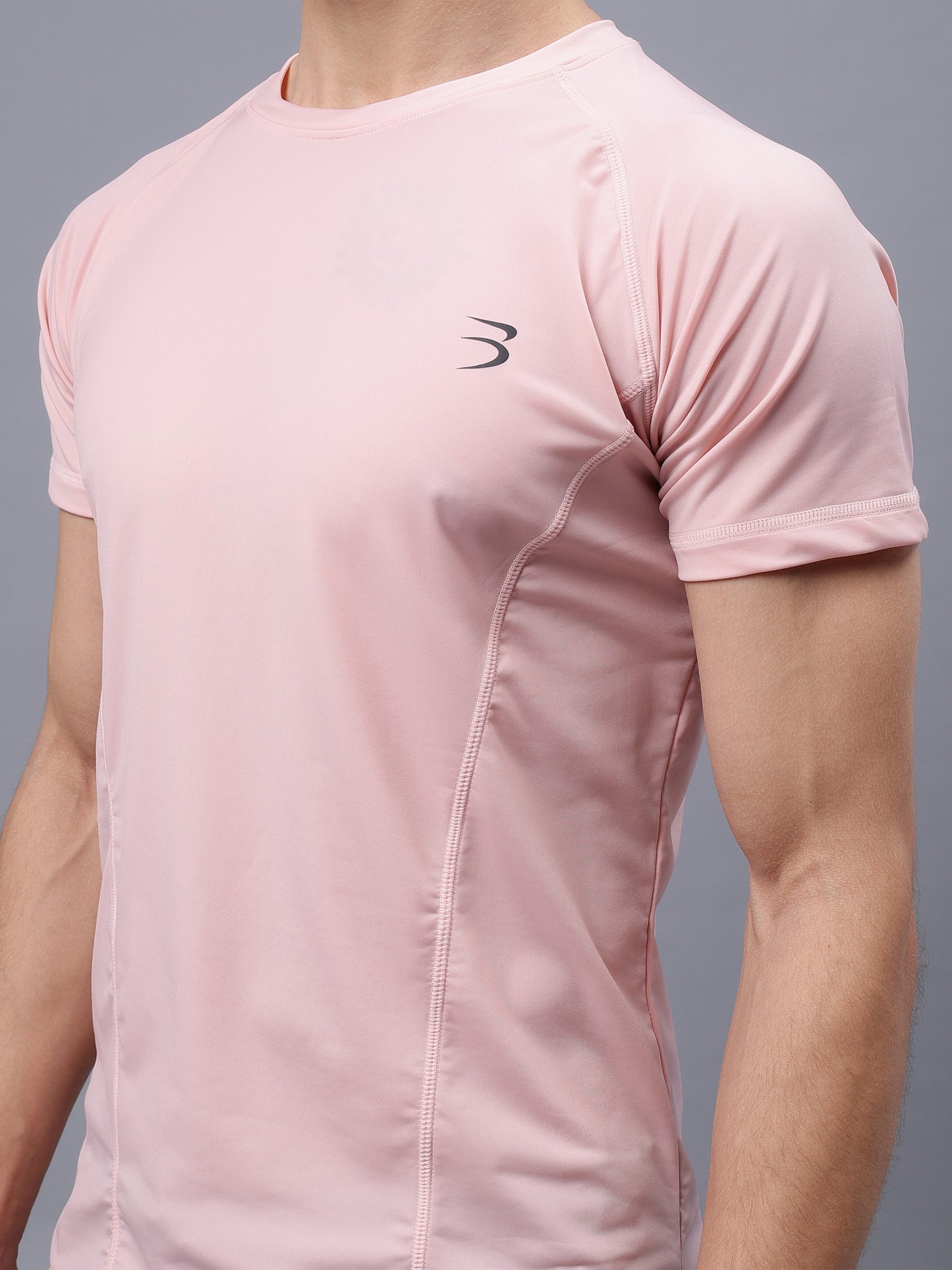 Round Neck Apple Cut T Shirt | Men's Half Sleeve Apple Cut T-Shirt | Round Neck Solid Regular Fit T-Shirt for Men's-Pink
