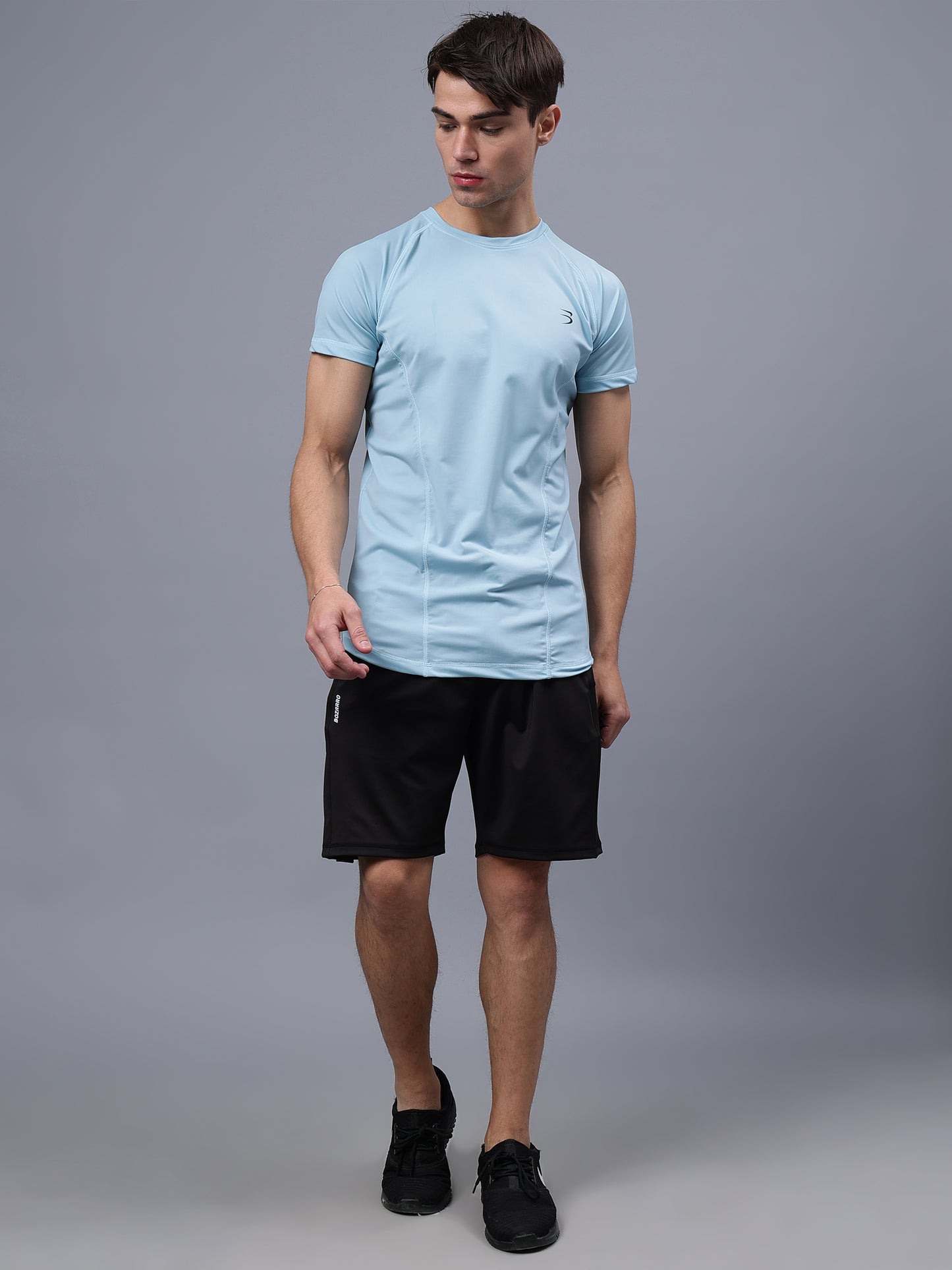 Round Neck Apple Cut T Shirt | Men's Half Sleeve Apple Cut T-Shirt | Round Neck Solid Regular Fit T-Shirt for Men's-Sky blue