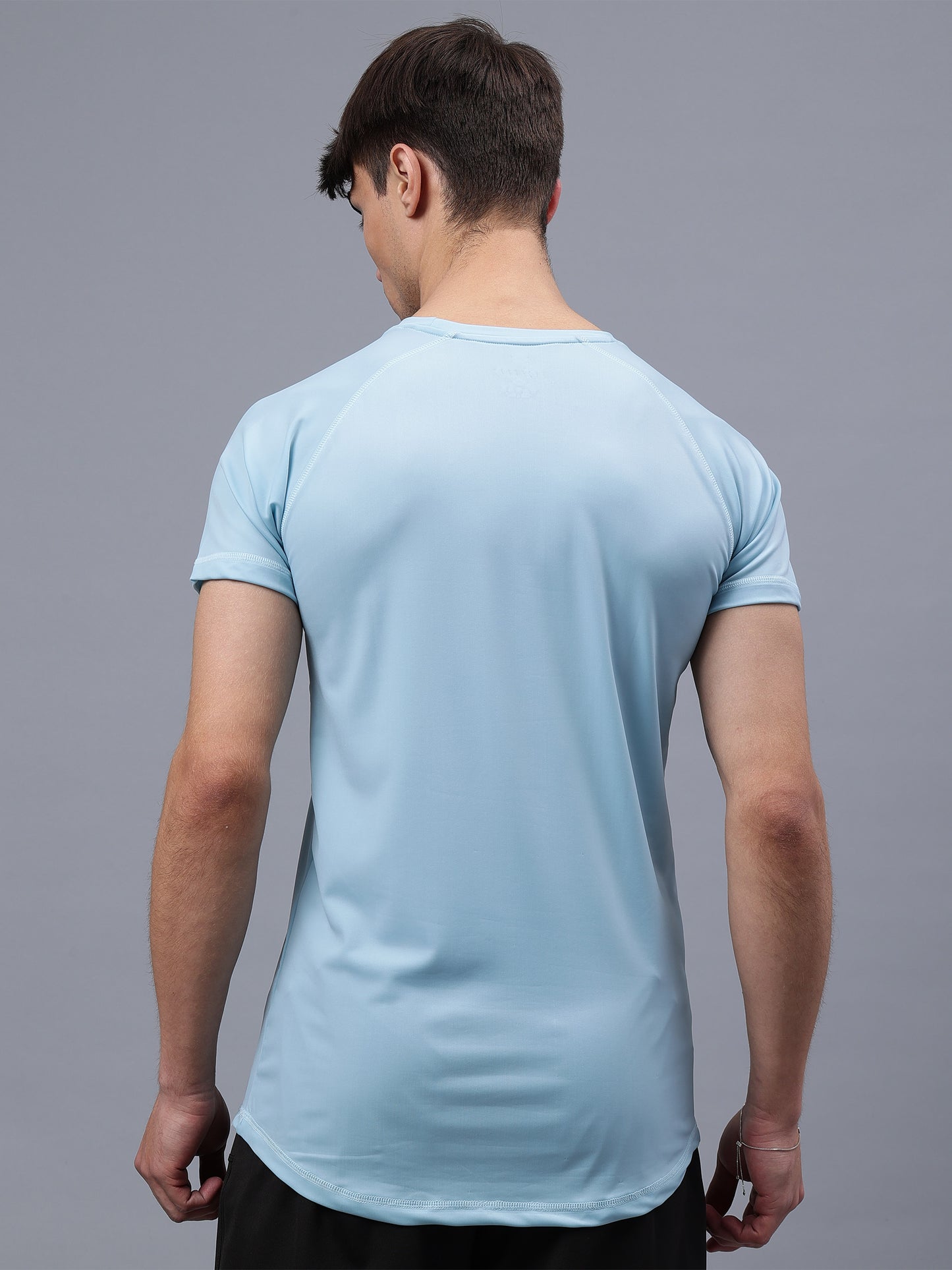 Round Neck Apple Cut T Shirt | Men's Half Sleeve Apple Cut T-Shirt | Round Neck Solid Regular Fit T-Shirt for Men's-Sky blue