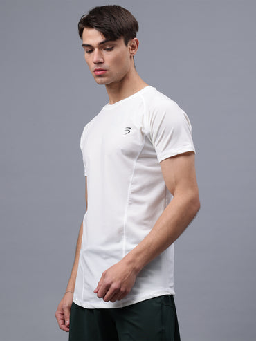 Round Neck Apple Cut T Shirt | Men's Half Sleeve Apple Cut T-Shirt | Round Neck Solid Regular Fit T-Shirt for Men's-White