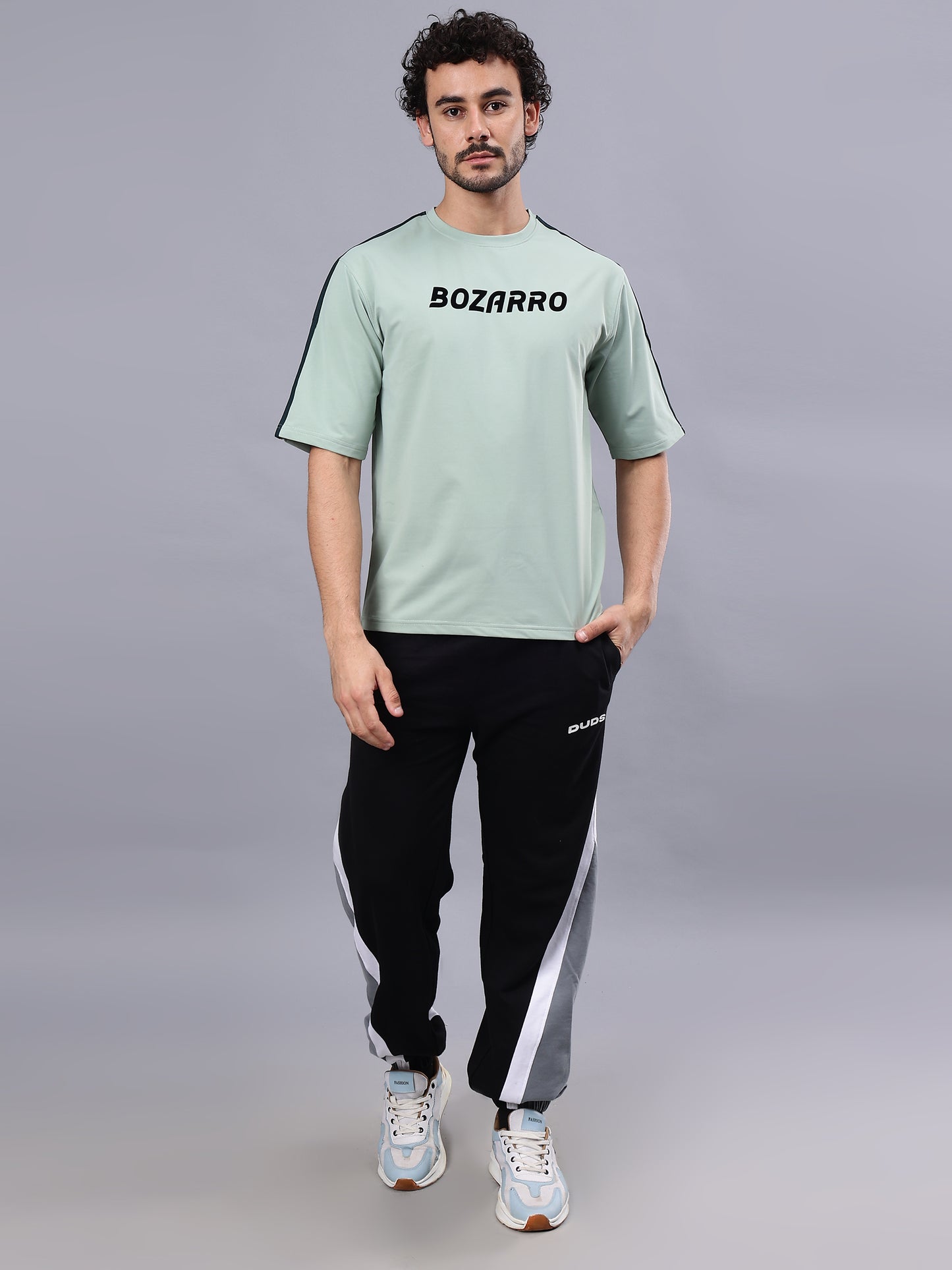 Round Neck Oversized Fit Drop Shoulder Half Sleeves T-Shirt for Men | Men's Printed Oversized T shirt- Pista