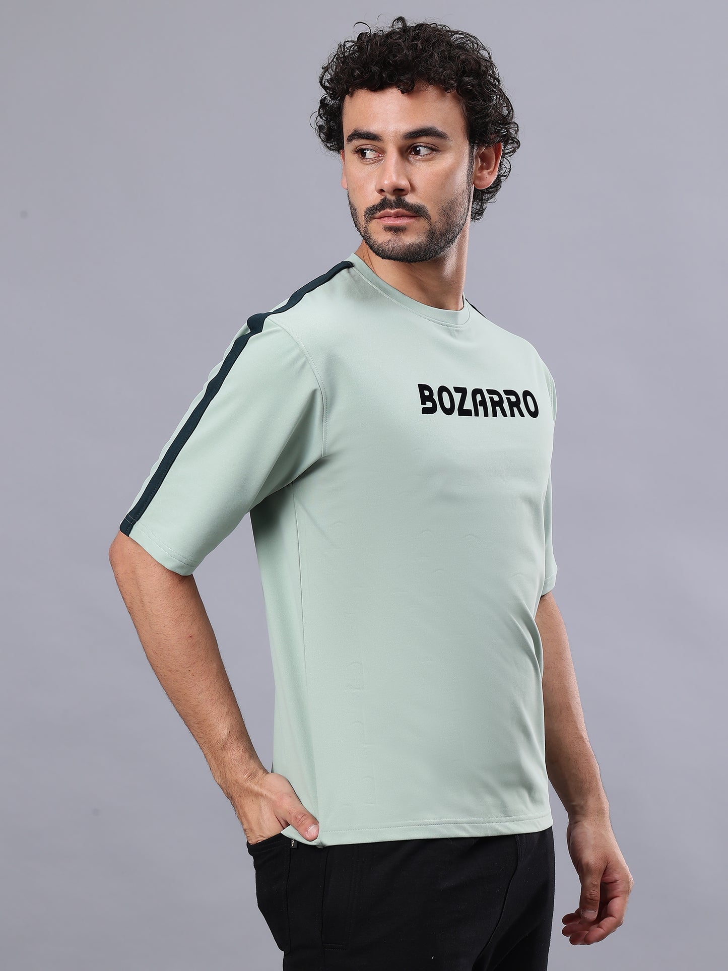 Round Neck Oversized Fit Drop Shoulder Half Sleeves T-Shirt for Men | Men's Printed Oversized T shirt- Pista