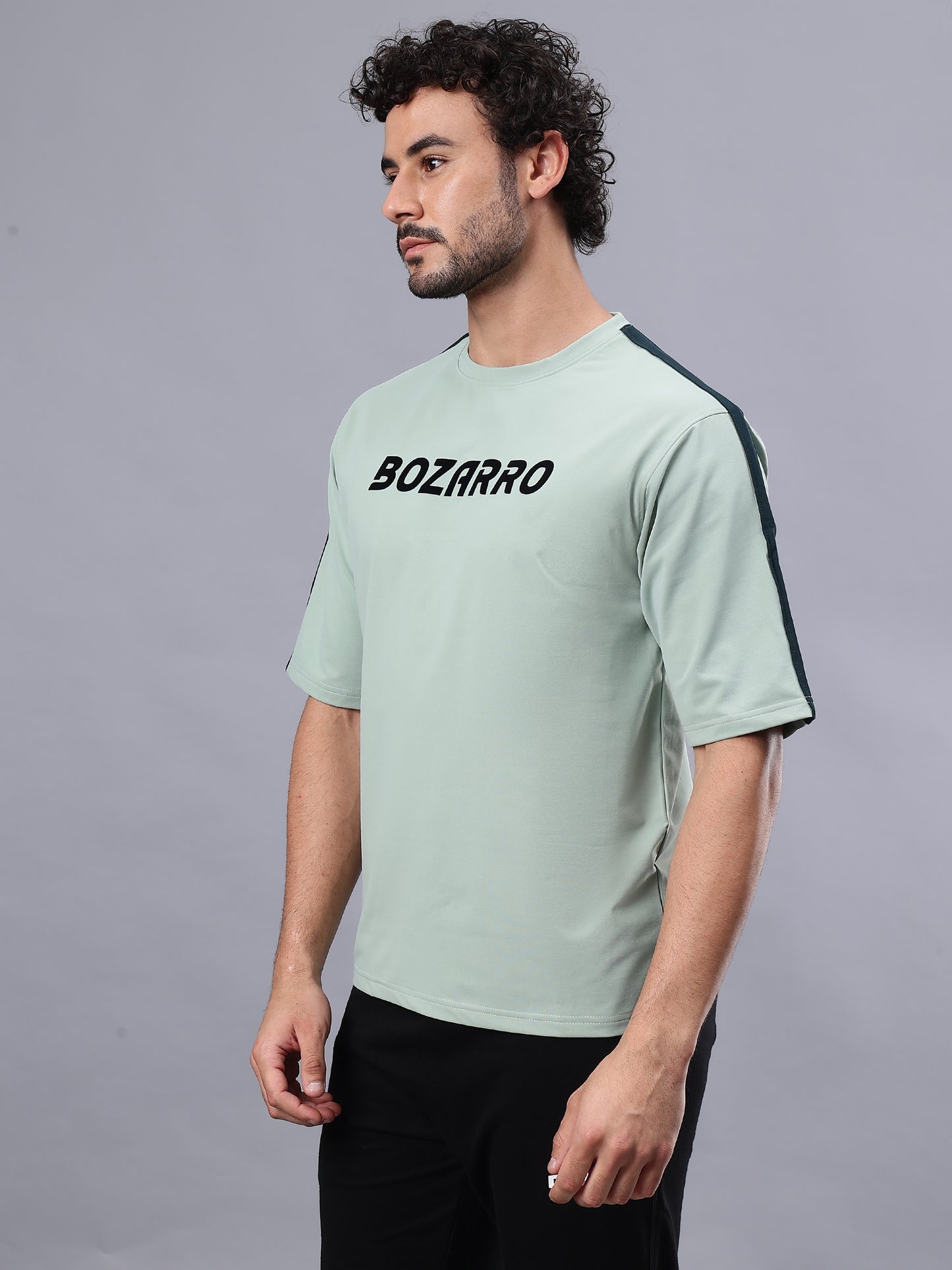 Round Neck Oversized Fit Drop Shoulder Half Sleeves T-Shirt for Men | Men's Printed Oversized T shirt- Pista