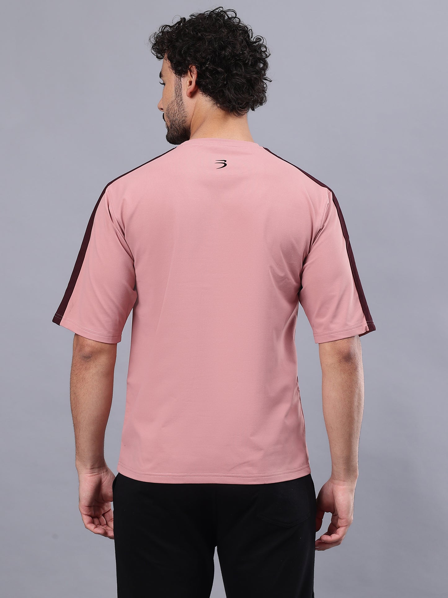Round Neck Oversized Fit Drop Shoulder Half Sleeves T-Shirt for Men | Men's Printed Oversized T shirt-Pink