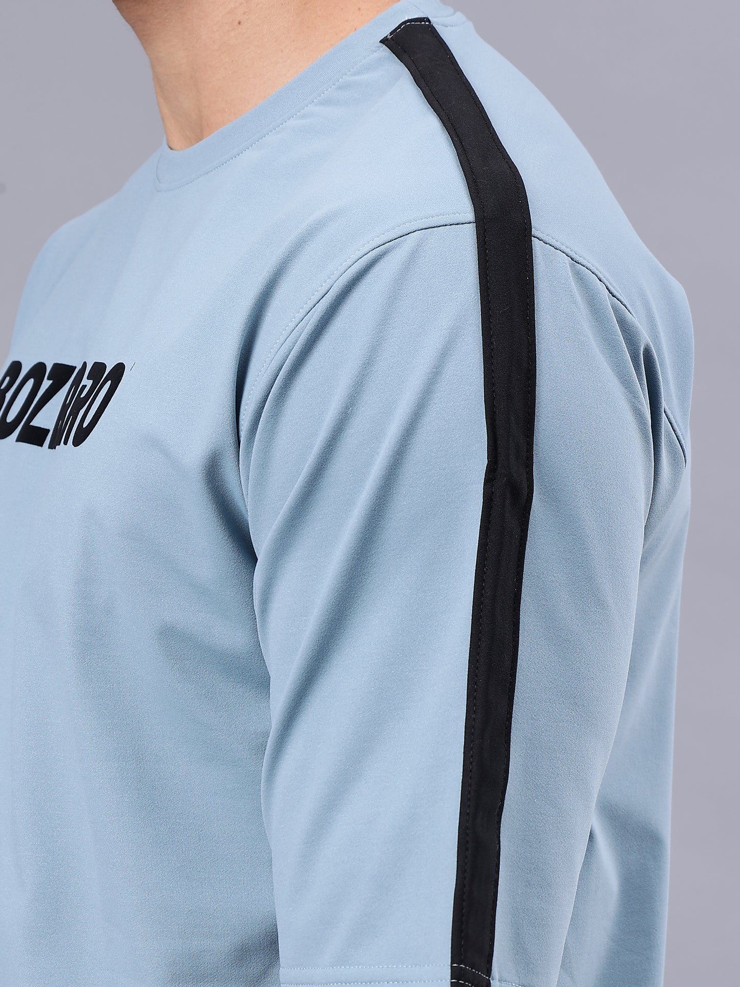 Round Neck Oversized Fit Drop Shoulder Half Sleeves T-Shirt for Men | Men's Printed Oversized T shirt-Sky Blue