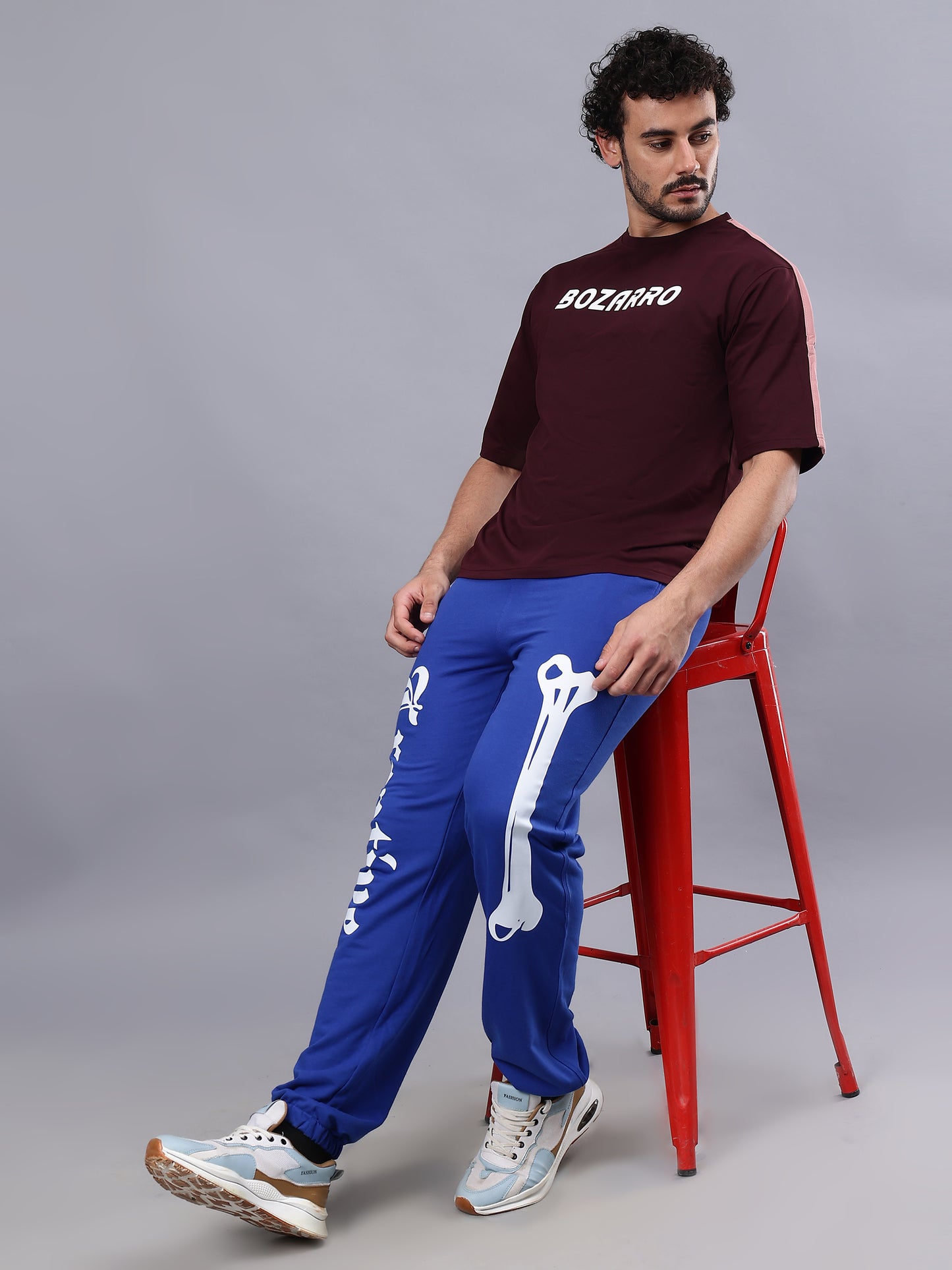 Round Neck Oversized Fit Drop Shoulder Half Sleeves T-Shirt for Men | Men's Printed Oversized T shirt-Maroon