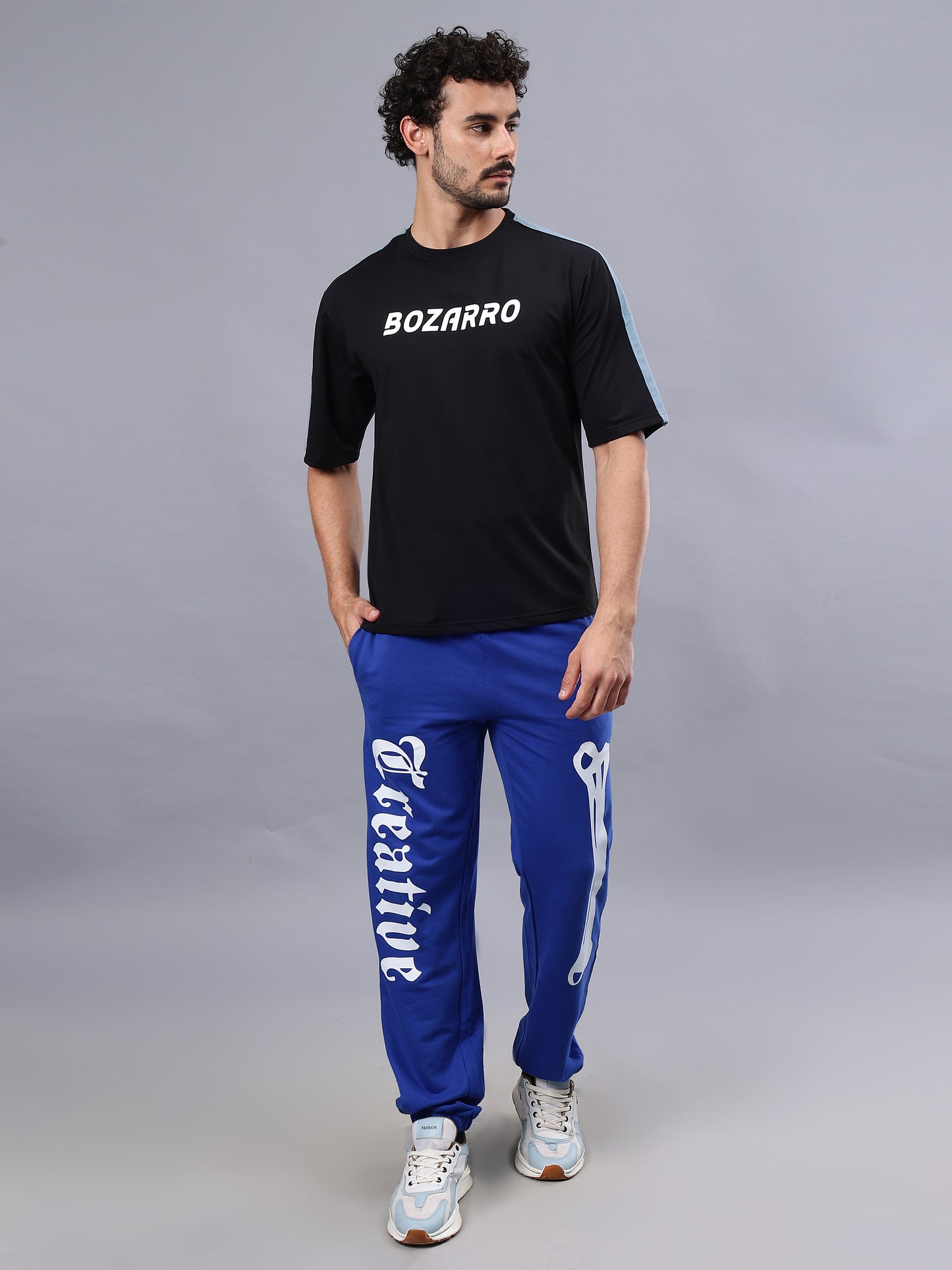 Round Neck Oversized Fit Drop Shoulder Half Sleeves T-Shirt for Men | Men's Printed Oversized T shirt-Black