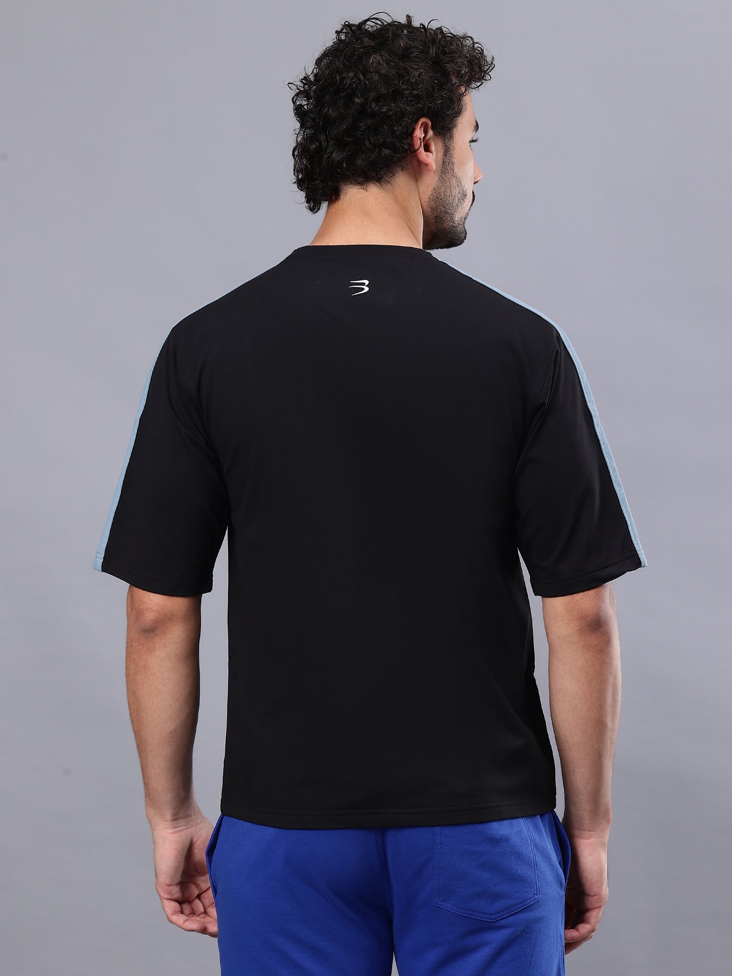 Round Neck Oversized Fit Drop Shoulder Half Sleeves T-Shirt for Men | Men's Printed Oversized T shirt-Black