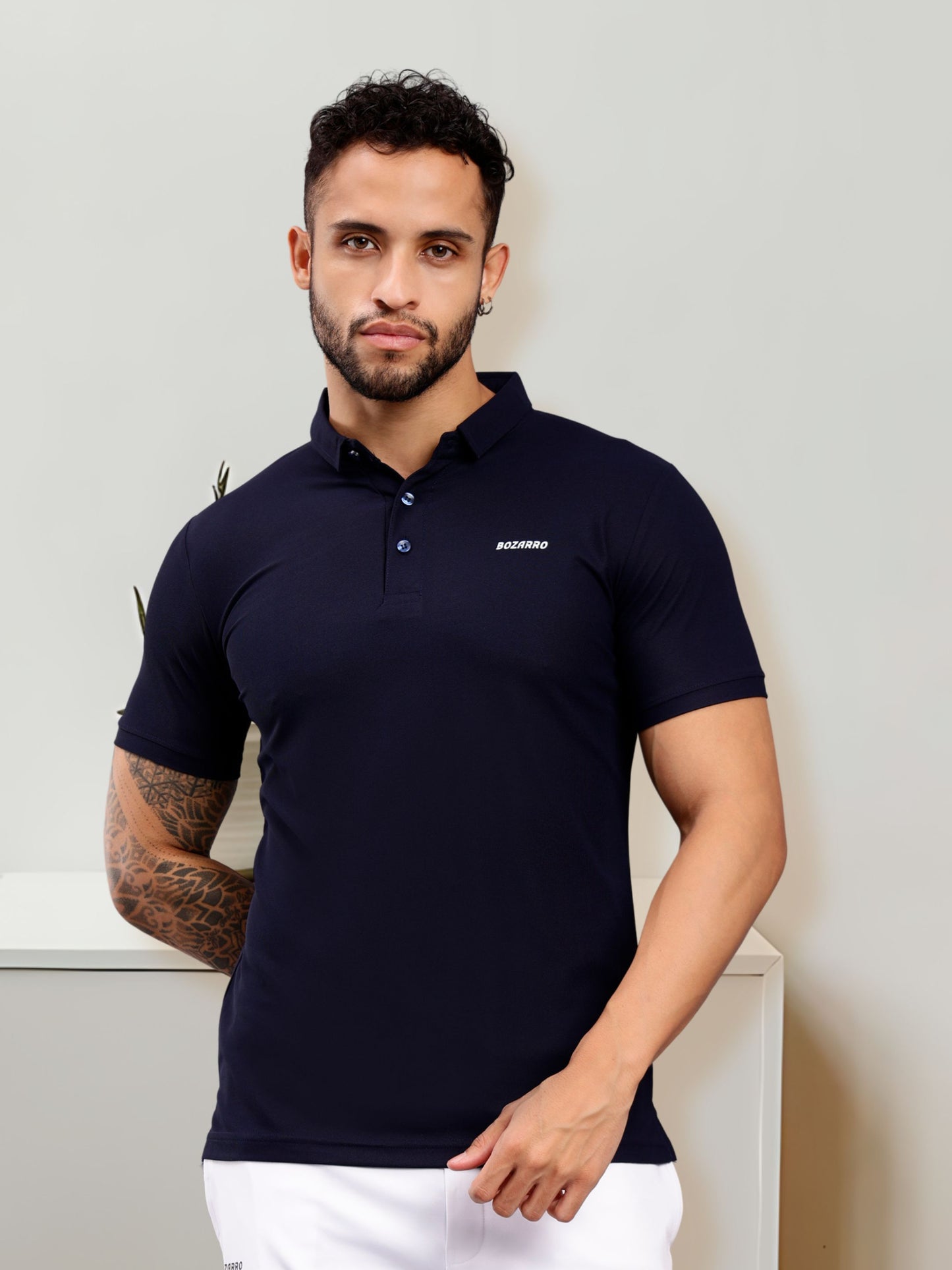 Men's Regular Fit Polo T-Shirt | Polo Plain Half Sleeve Casual T-Shirt | Polo T-Shirt for Men(PT01) - Navy Blue