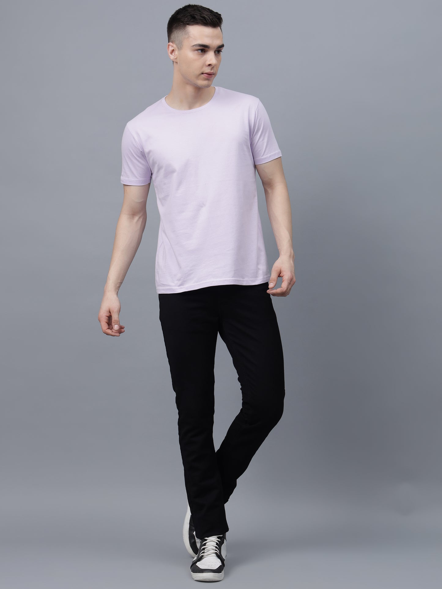 Men's Cotton T Shirt | Round Neck T Shirt | Round Neck Half Sleeve T shirt-Lavender