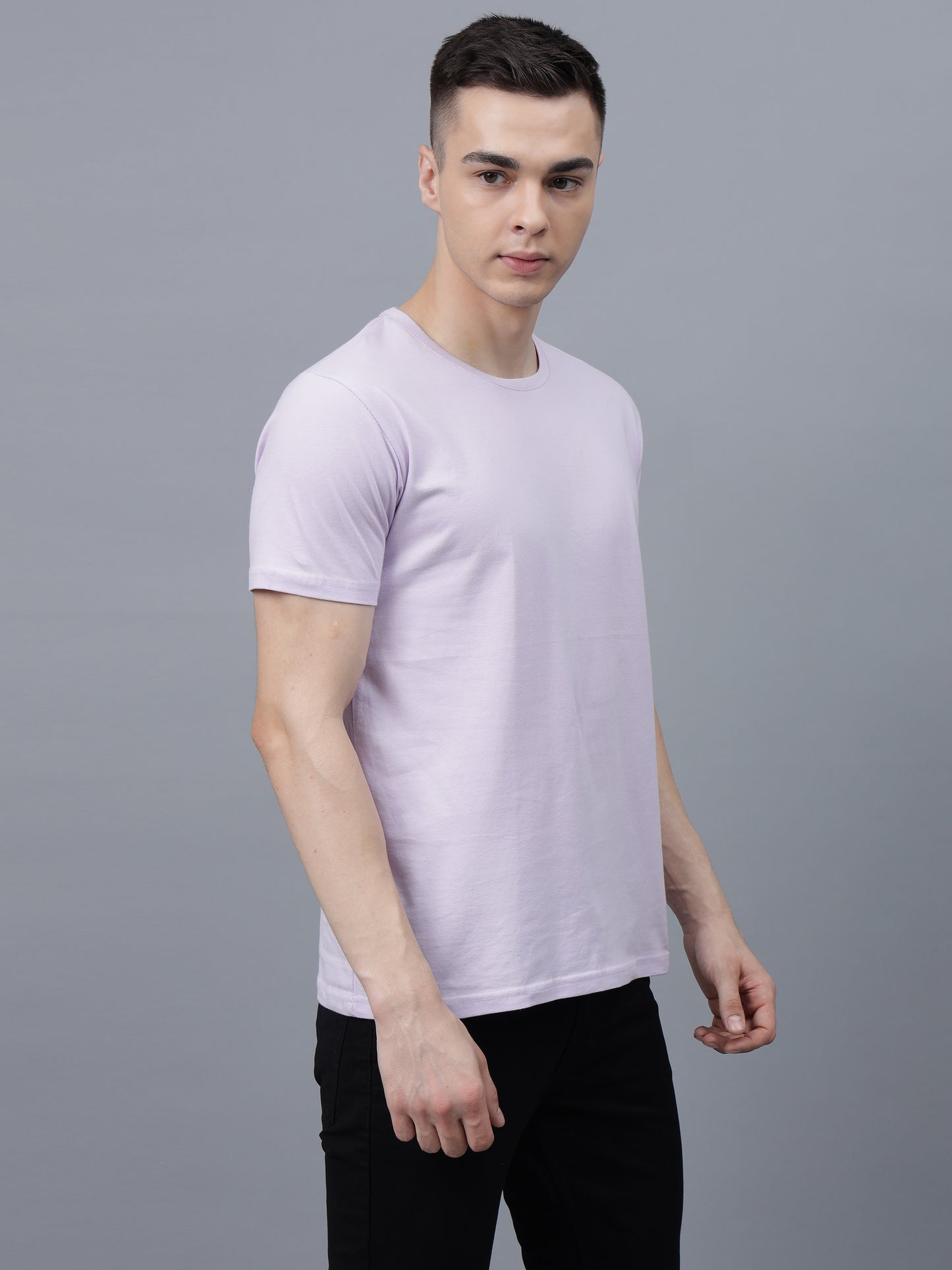 Men's Cotton T Shirt | Round Neck T Shirt | Round Neck Half Sleeve T shirt-Lavender
