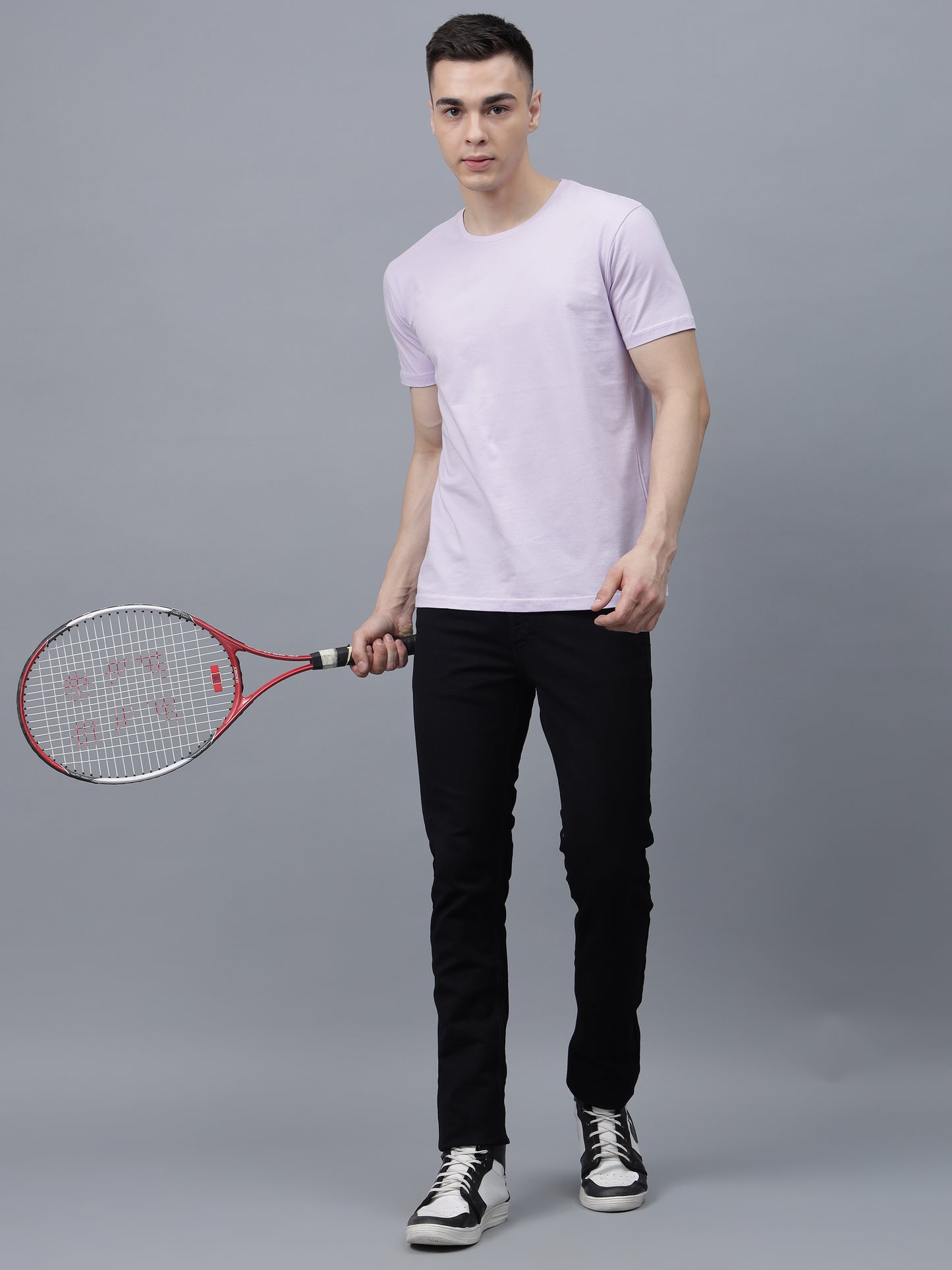 Men's Cotton T Shirt | Round Neck T Shirt | Round Neck Half Sleeve T shirt-Lavender