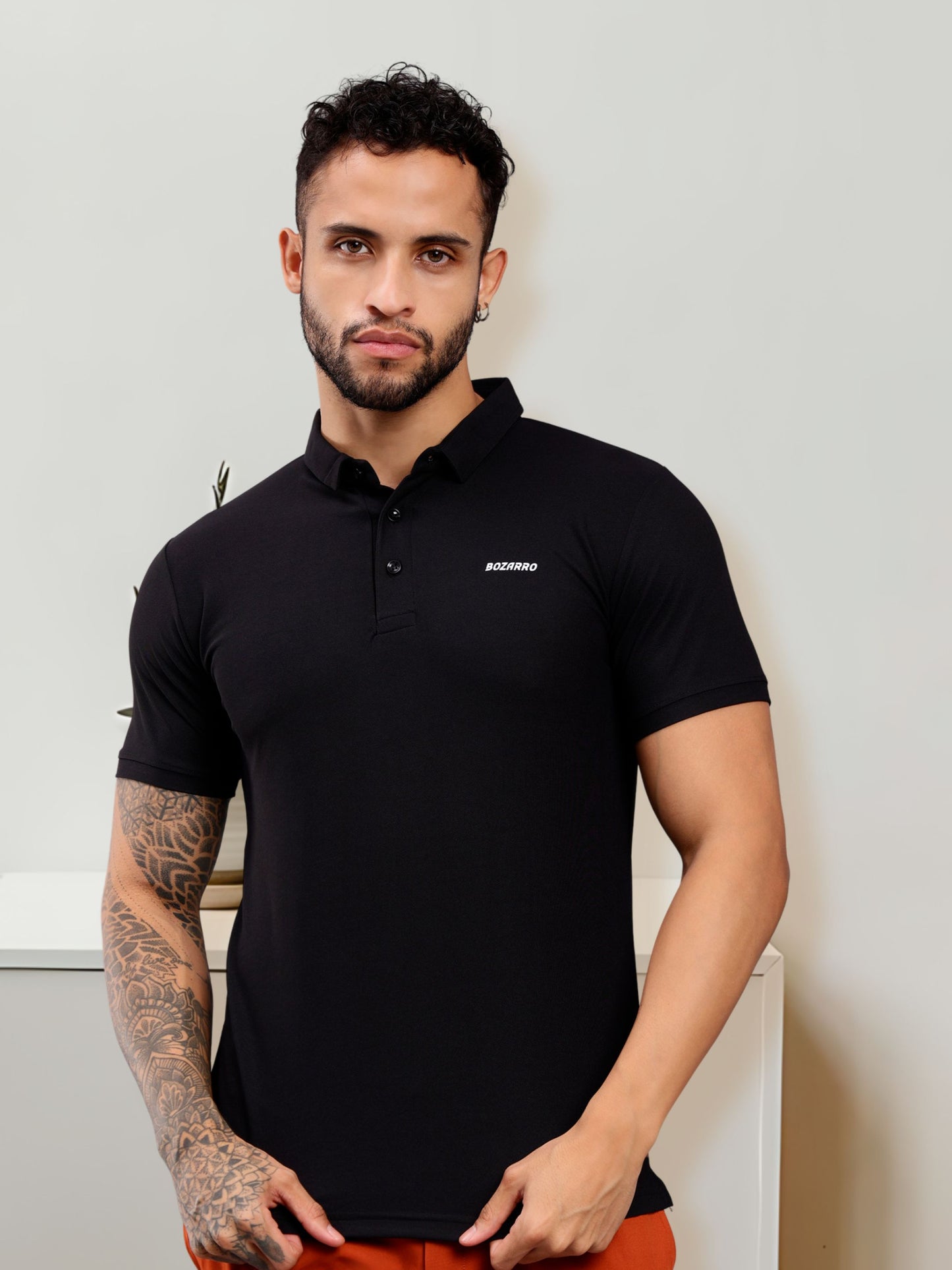Men's Regular Fit Polo T-Shirt | Polo Plain Half Sleeve Casual T-Shirt | Polo T-Shirt for Men(PT01)- Black