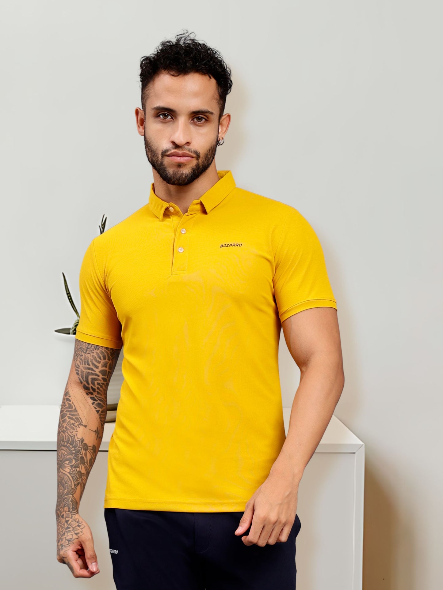 Men's Regular Fit Polo T-Shirt | Polo Plain Half Sleeve Casual T-Shirt | Polo T-Shirt for Men(PT01) - Yellow
