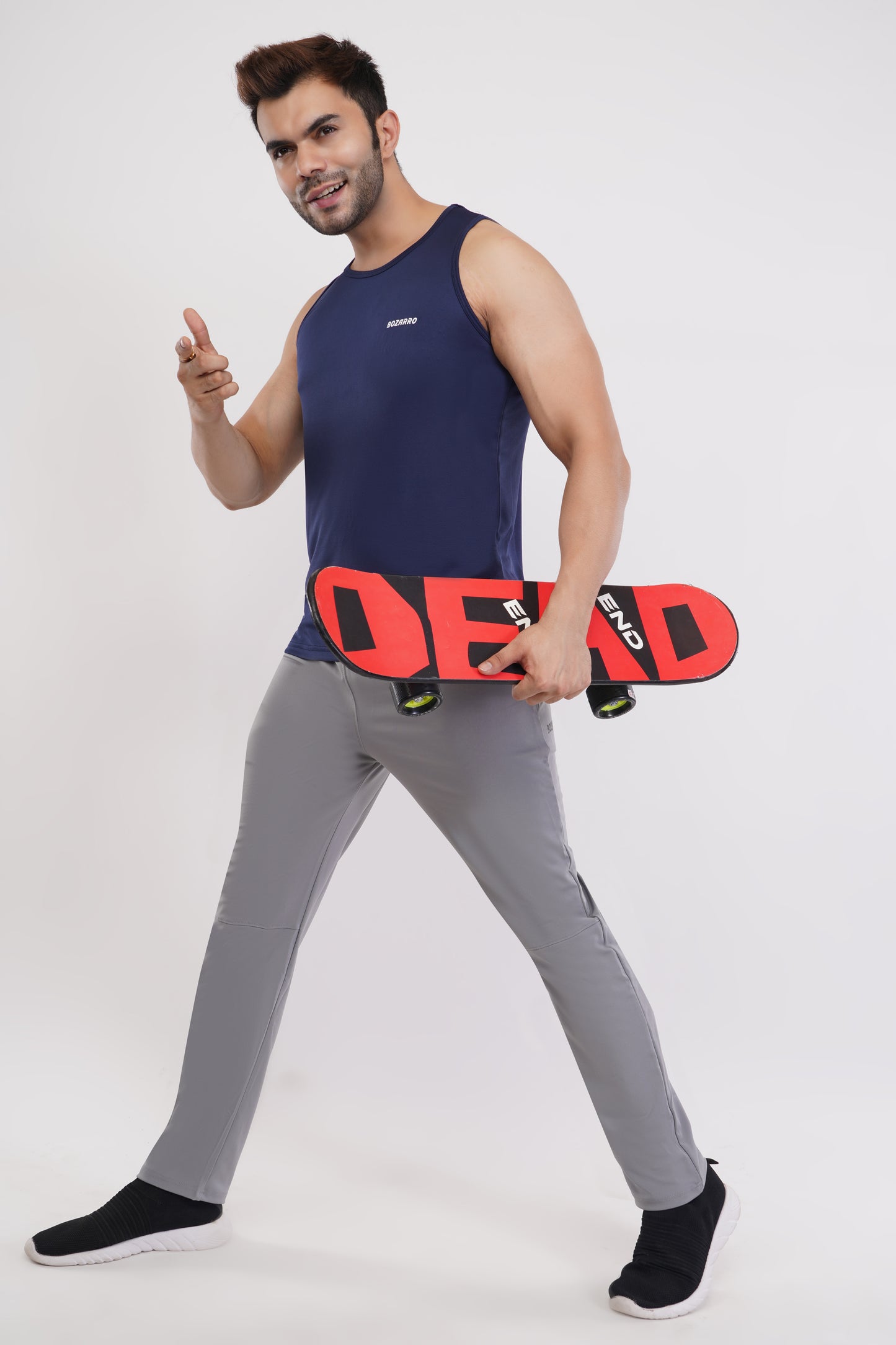 Men's Slim Fit Polyester Sleeveless Sando Top |Solid Gym Tank Tops | Regular Fit Vest for Men - Navy Blue