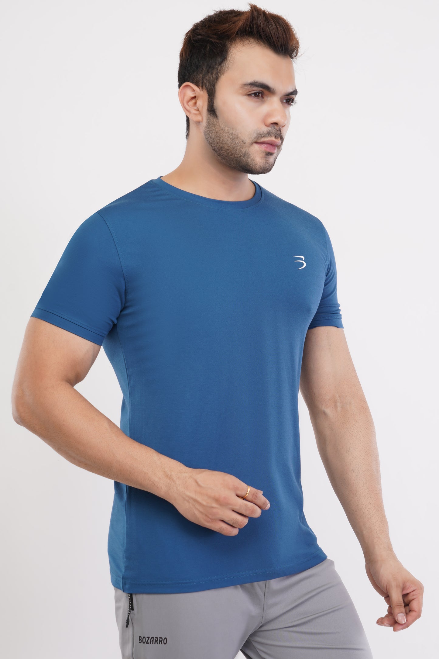 Men's Round Neck T-Shirt | Half Sleeve | Solid Regular Fit T-Shirt For Men(RN08)- Petrol Blue
