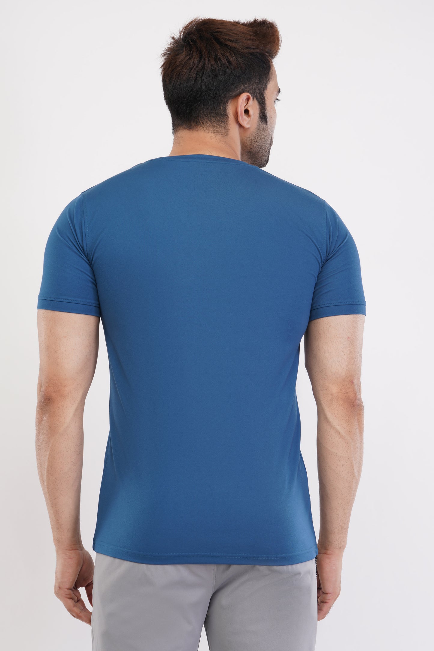 Men's Round Neck T-Shirt | Half Sleeve | Solid Regular Fit T-Shirt For Men(RN08)- Petrol Blue