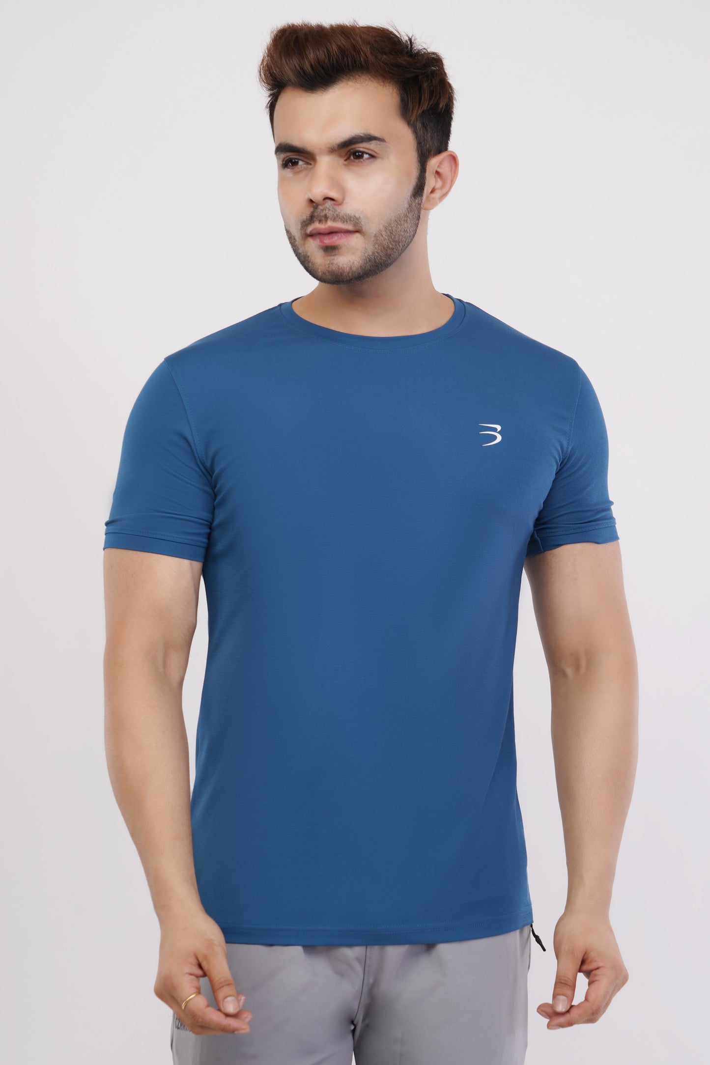 Men's Round Neck T-Shirt | Half Sleeve | Solid Regular Fit T-Shirt For Men(RN08)- Petrol Blue