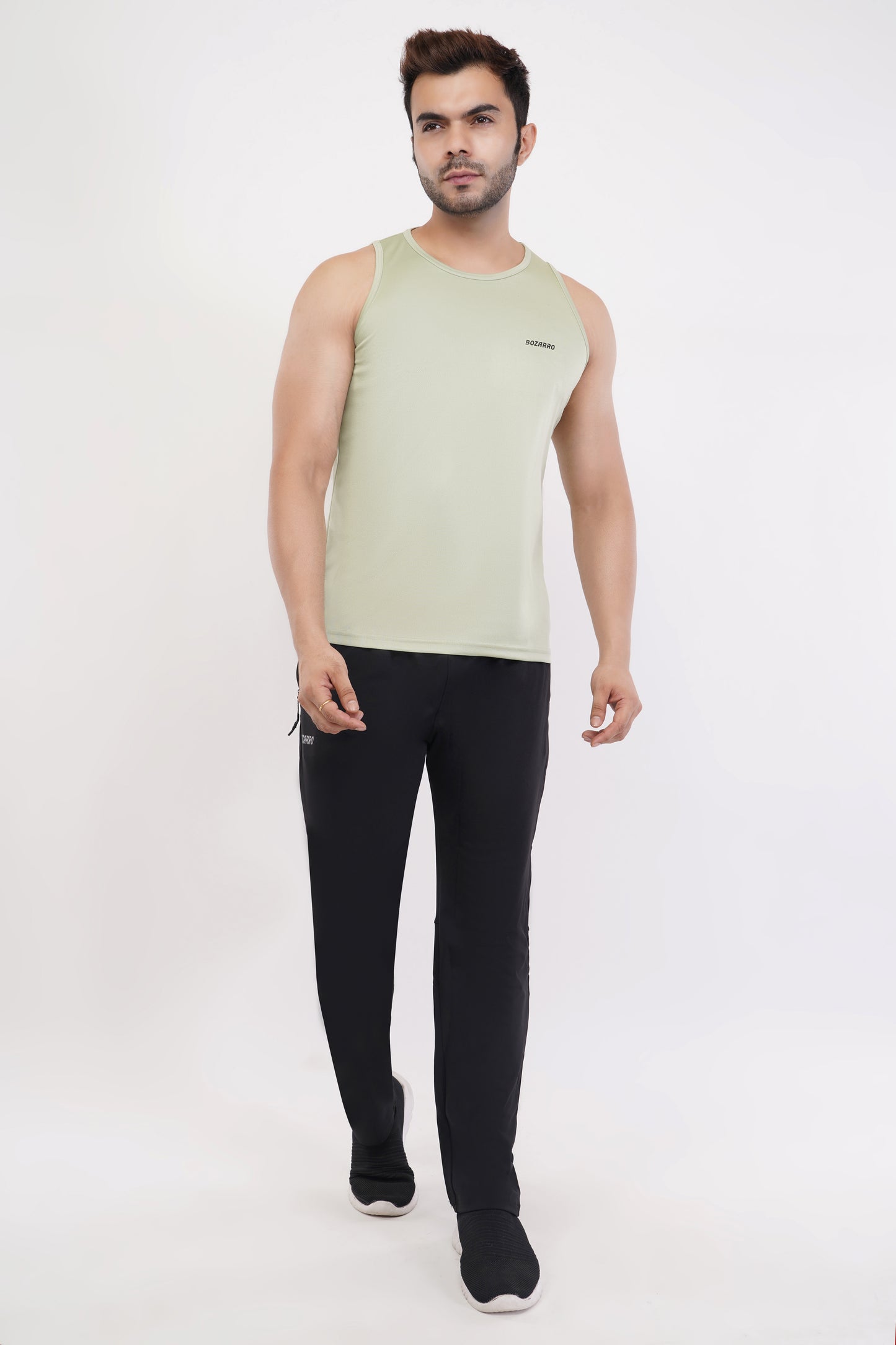 Men's Slim Fit Polyester Sleeveless Sando Top |Solid Gym Tank Tops | Regular Fit Vest for Men- Pista