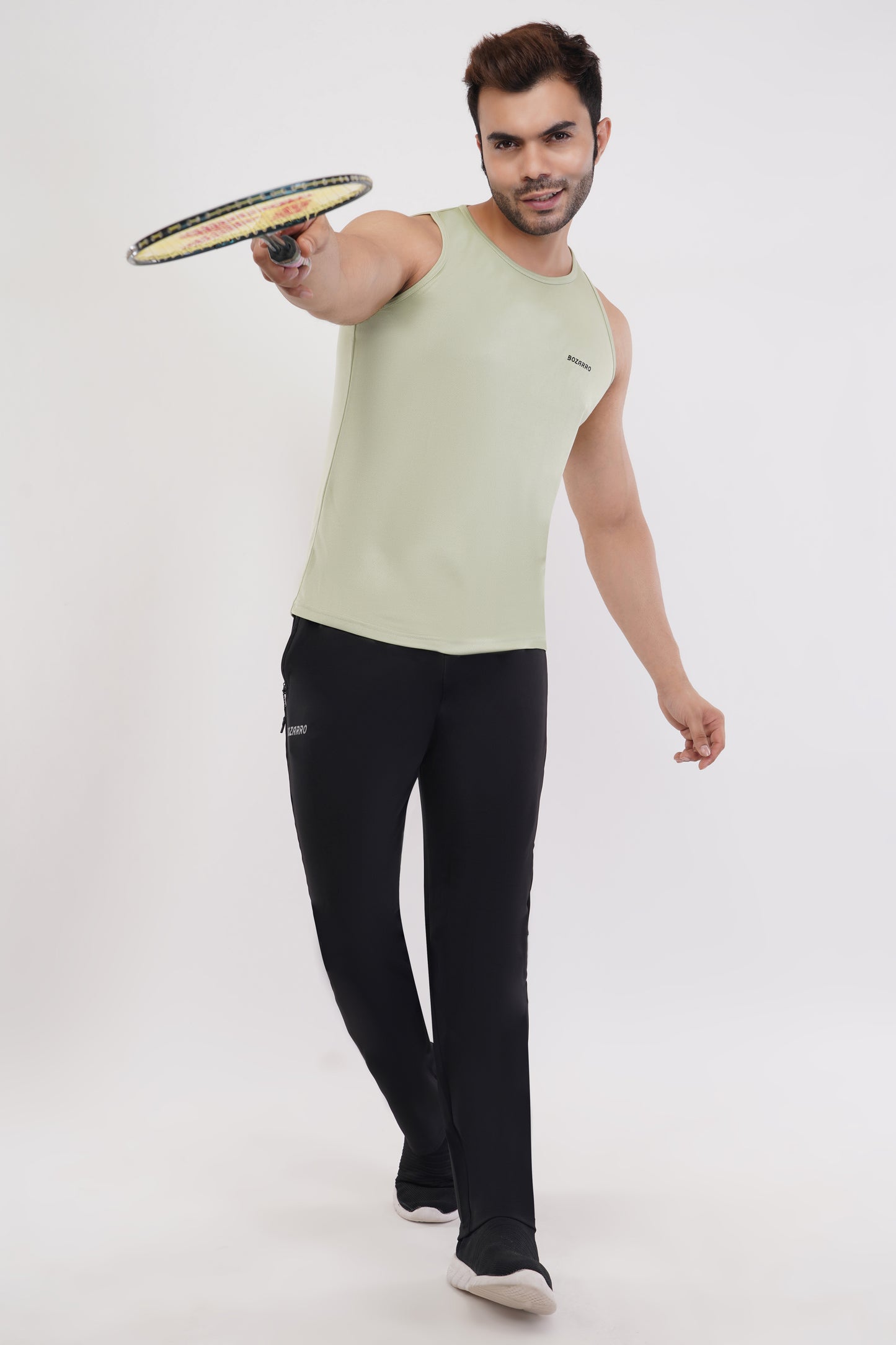 Men's Slim Fit Polyester Sleeveless Sando Top |Solid Gym Tank Tops | Regular Fit Vest for Men- Pista