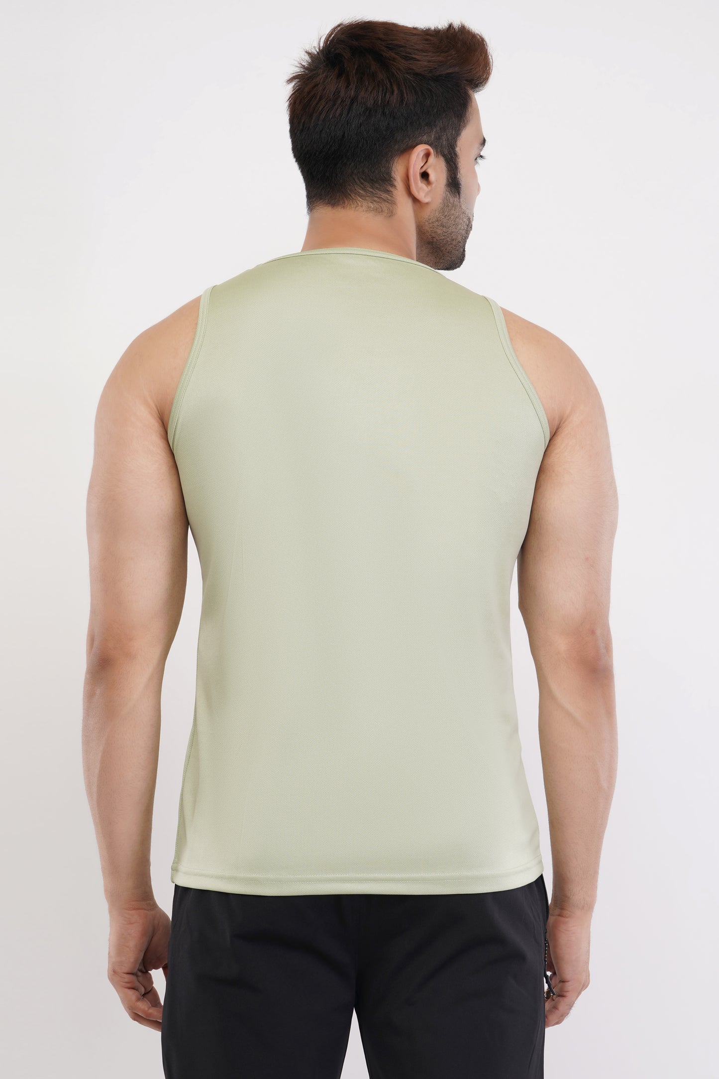 Men's Slim Fit Polyester Sleeveless Sando Top |Solid Gym Tank Tops | Regular Fit Vest for Men- Pista