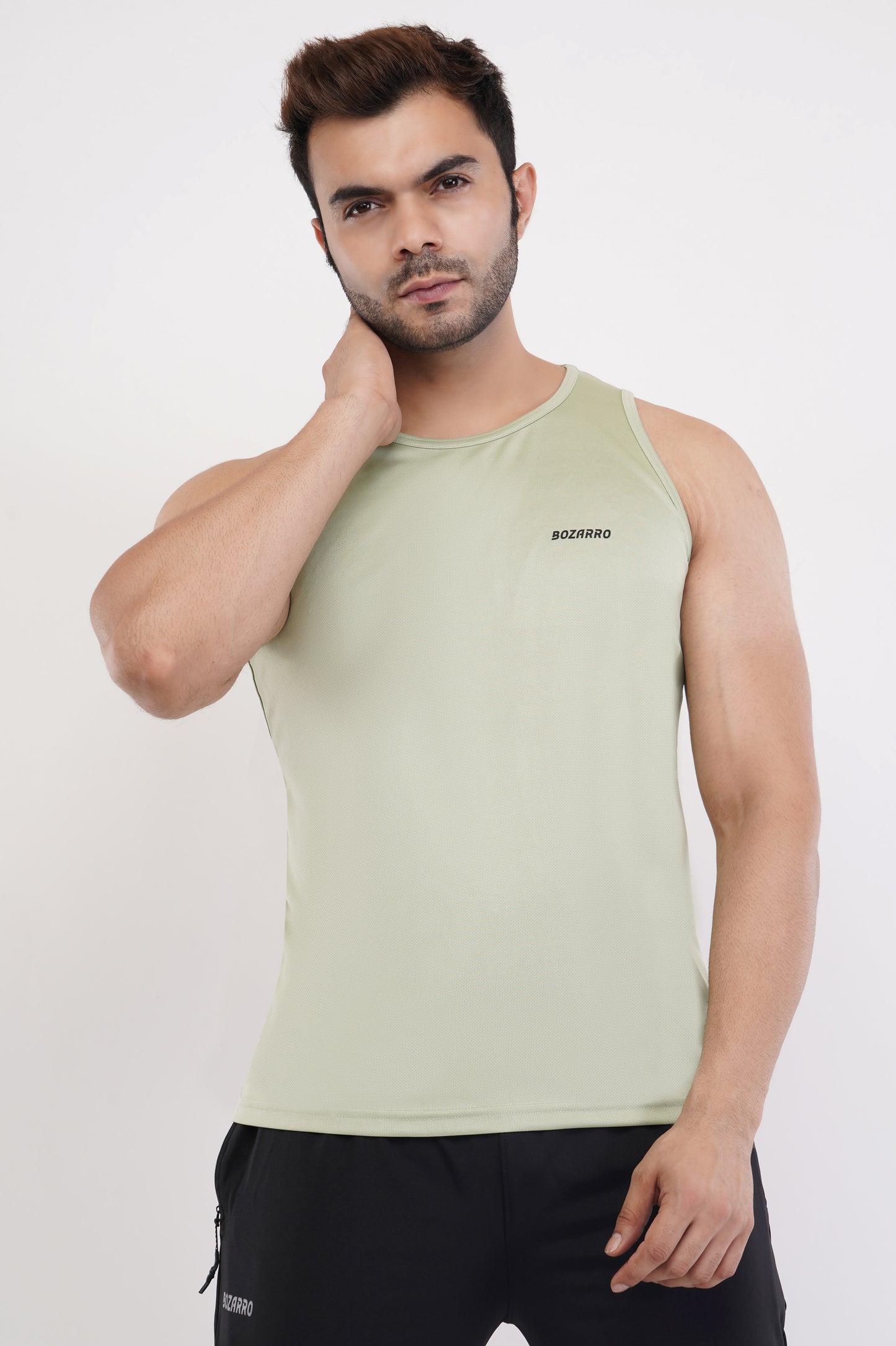 Men's Slim Fit Polyester Sleeveless Sando Top |Solid Gym Tank Tops | Regular Fit Vest for Men- Pista