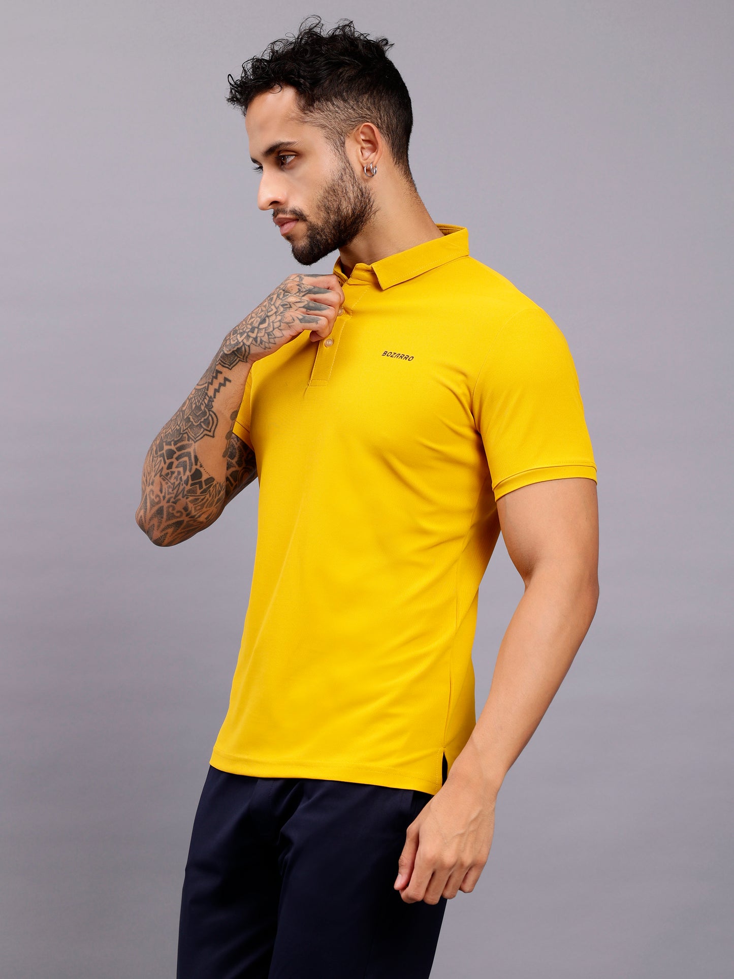 Men's Regular Fit Polo T-Shirt | Polo Plain Half Sleeve Casual T-Shirt | Polo T-Shirt for Men(PT01) - Yellow
