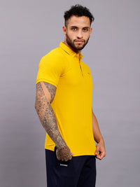 Cotton Plain Half Sleeve Polo T-Shirt - Yellow
