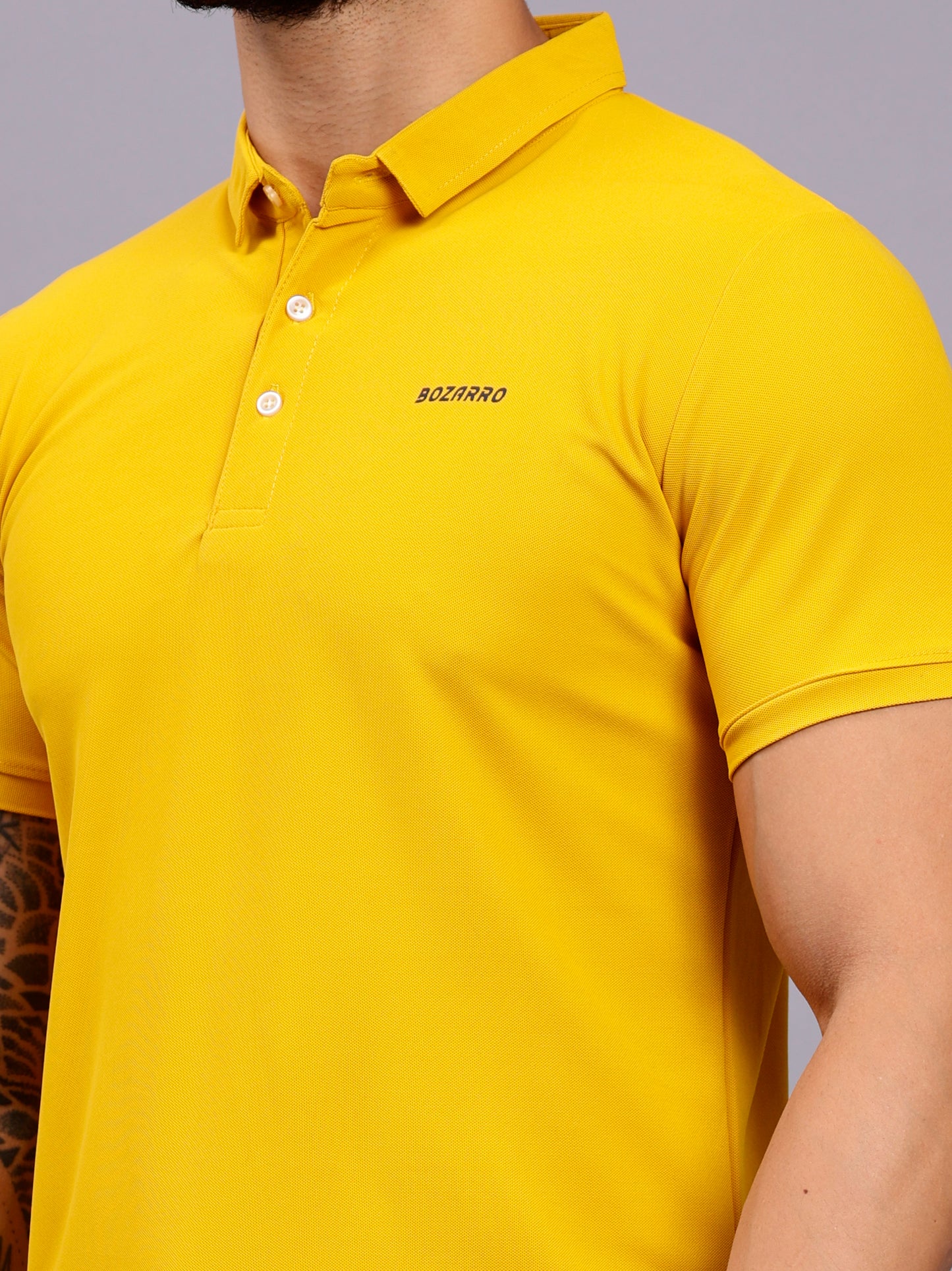 Cotton Plain Half Sleeve Polo T-Shirt - Yellow