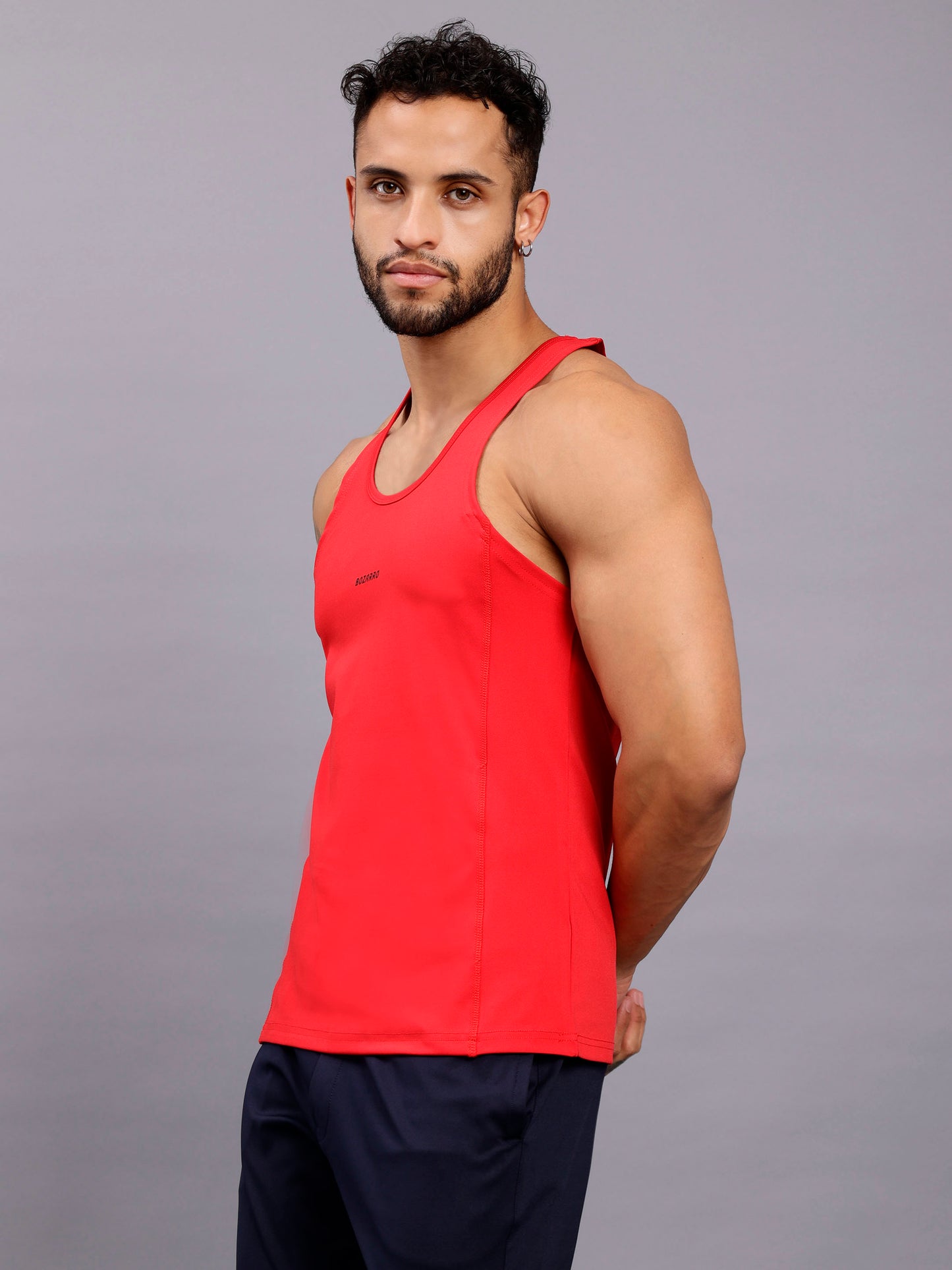 Men's Regular Fit Stringer | Men's Gym Tank Top Stringers |Solid Low Neck Tank Top For Men- Red