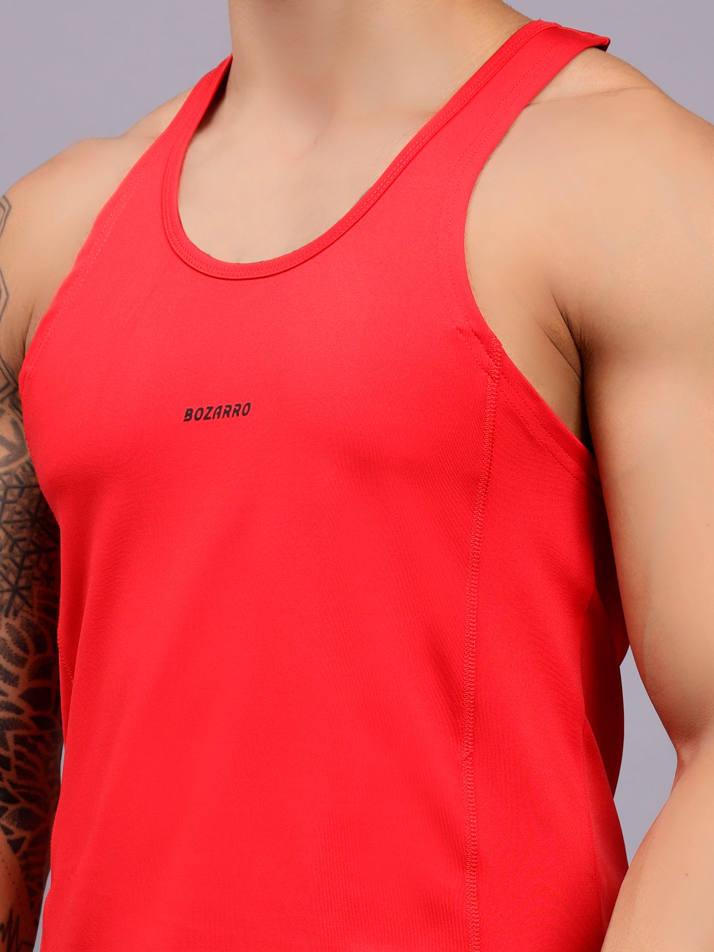 Men's Regular Fit Stringer | Men's Gym Tank Top Stringers |Solid Low Neck Tank Top For Men- Red