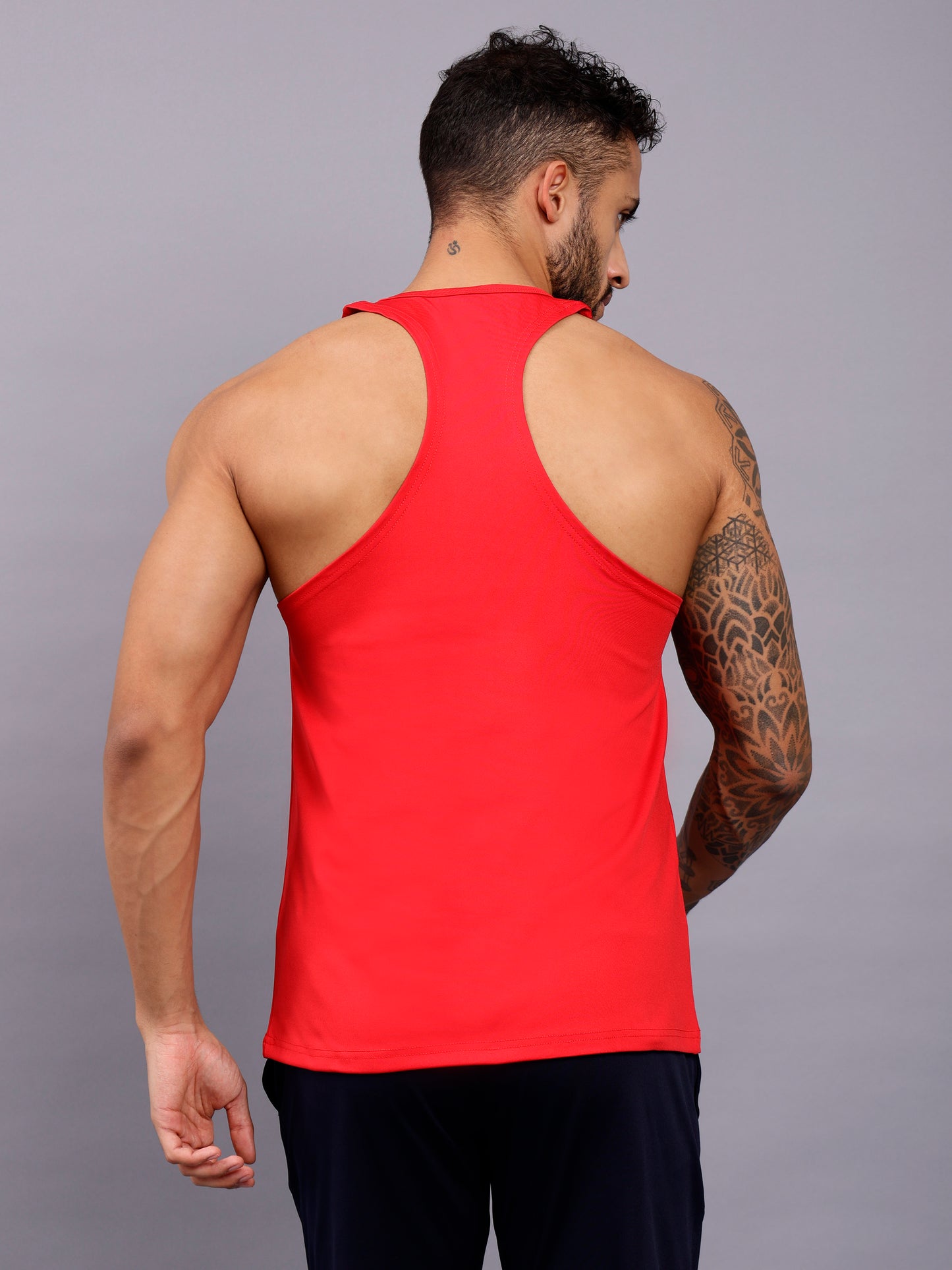 Men's Regular Fit Stringer | Men's Gym Tank Top Stringers |Solid Low Neck Tank Top For Men- Red