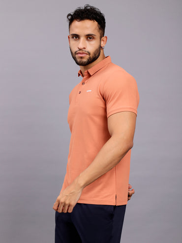 Men's Regular Fit Polo T-Shirt | Polo Plain Half Sleeve Casual T-Shirt | Polo T-Shirt for Men(PT01) -Orange