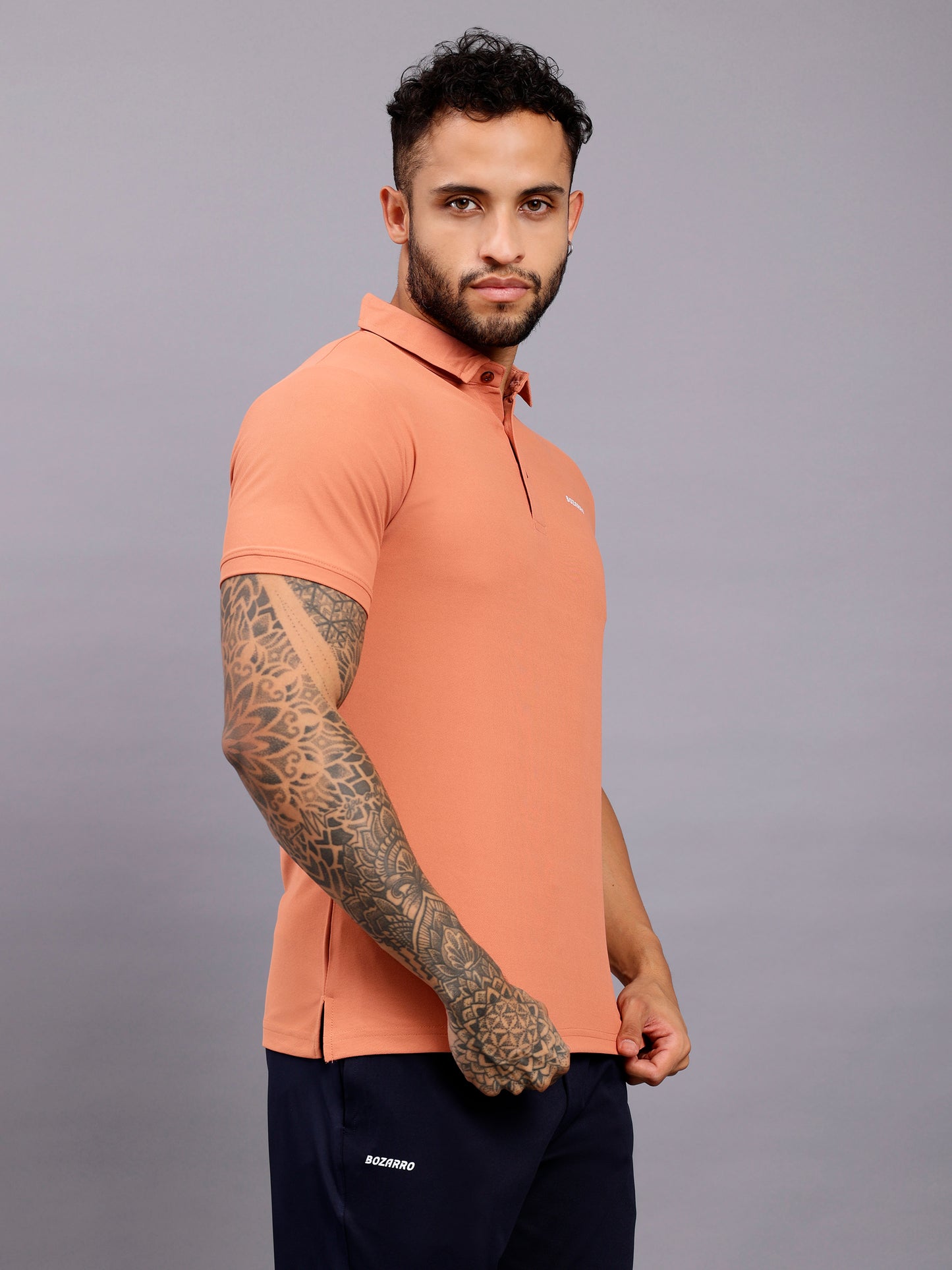 Men's Regular Fit Polo T-Shirt | Polo Plain Half Sleeve Casual T-Shirt | Polo T-Shirt for Men(PT01) -Orange