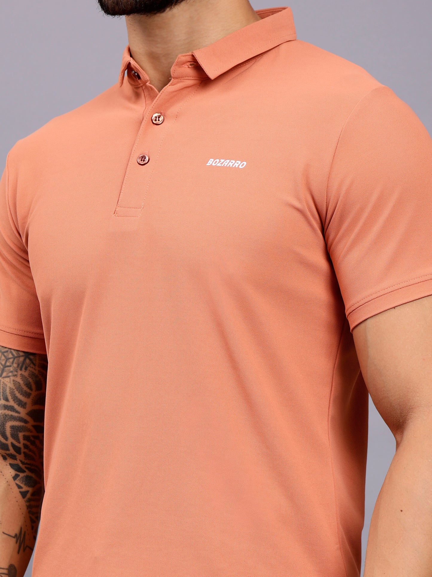 Men's Regular Fit Polo T-Shirt | Polo Plain Half Sleeve Casual T-Shirt | Polo T-Shirt for Men(PT01) -Orange