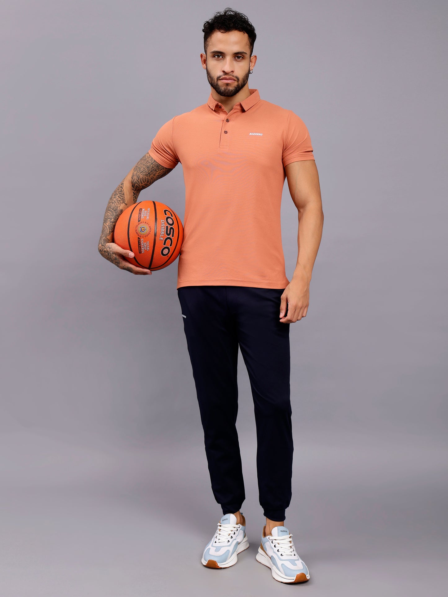 Men's Regular Fit Polo T-Shirt | Polo Plain Half Sleeve Casual T-Shirt | Polo T-Shirt for Men(PT01) -Orange