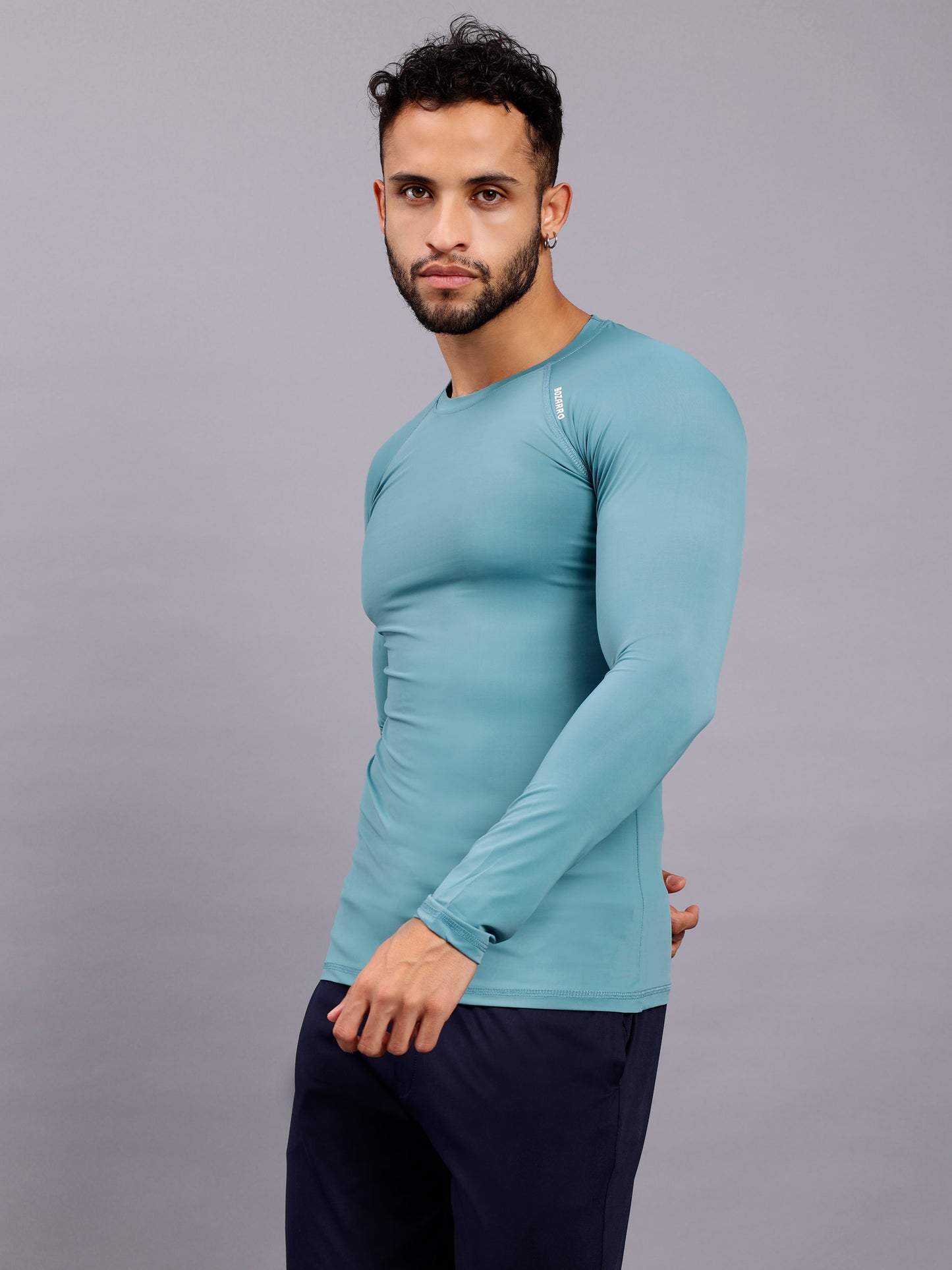 Round neck Compression Full sleeve tshirt- Ice blue