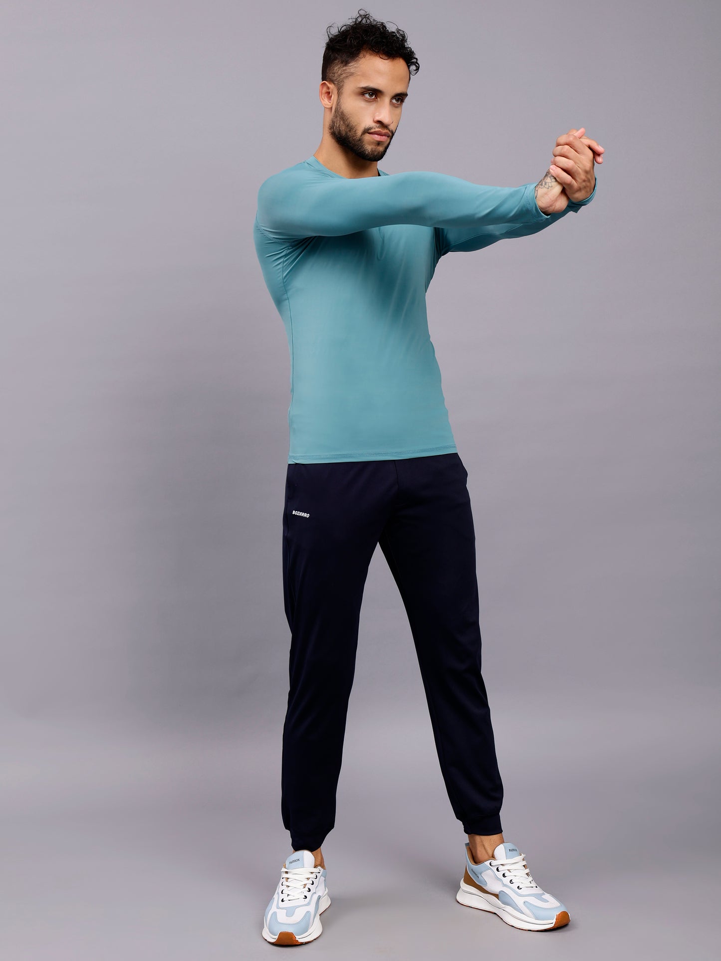 Round neck Compression Full sleeve tshirt- Ice blue