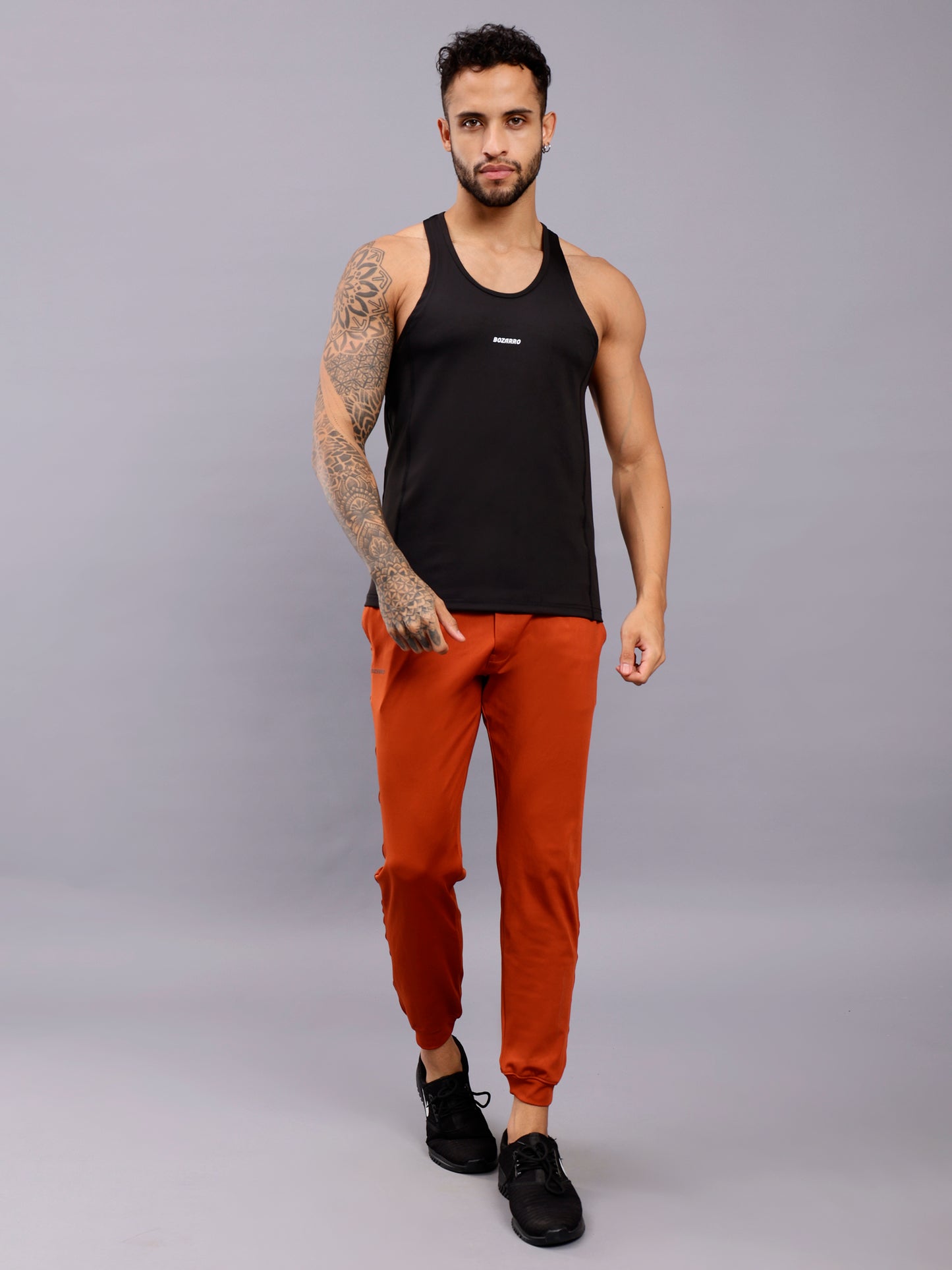 Men's Regular Fit Stringer | Men's Gym Tank Top Stringers |Solid Low Neck Tank Top For Men -Black