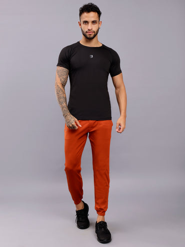 Men's Round Neck Sports T-Shirt | Half Sleeve Solid Regular Fit T-Shirt For Men -Black