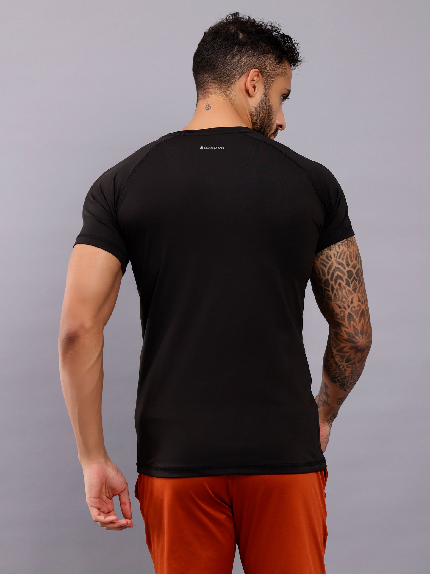 Men's Round Neck Sports T-Shirt | Half Sleeve Solid Regular Fit T-Shirt For Men -Black