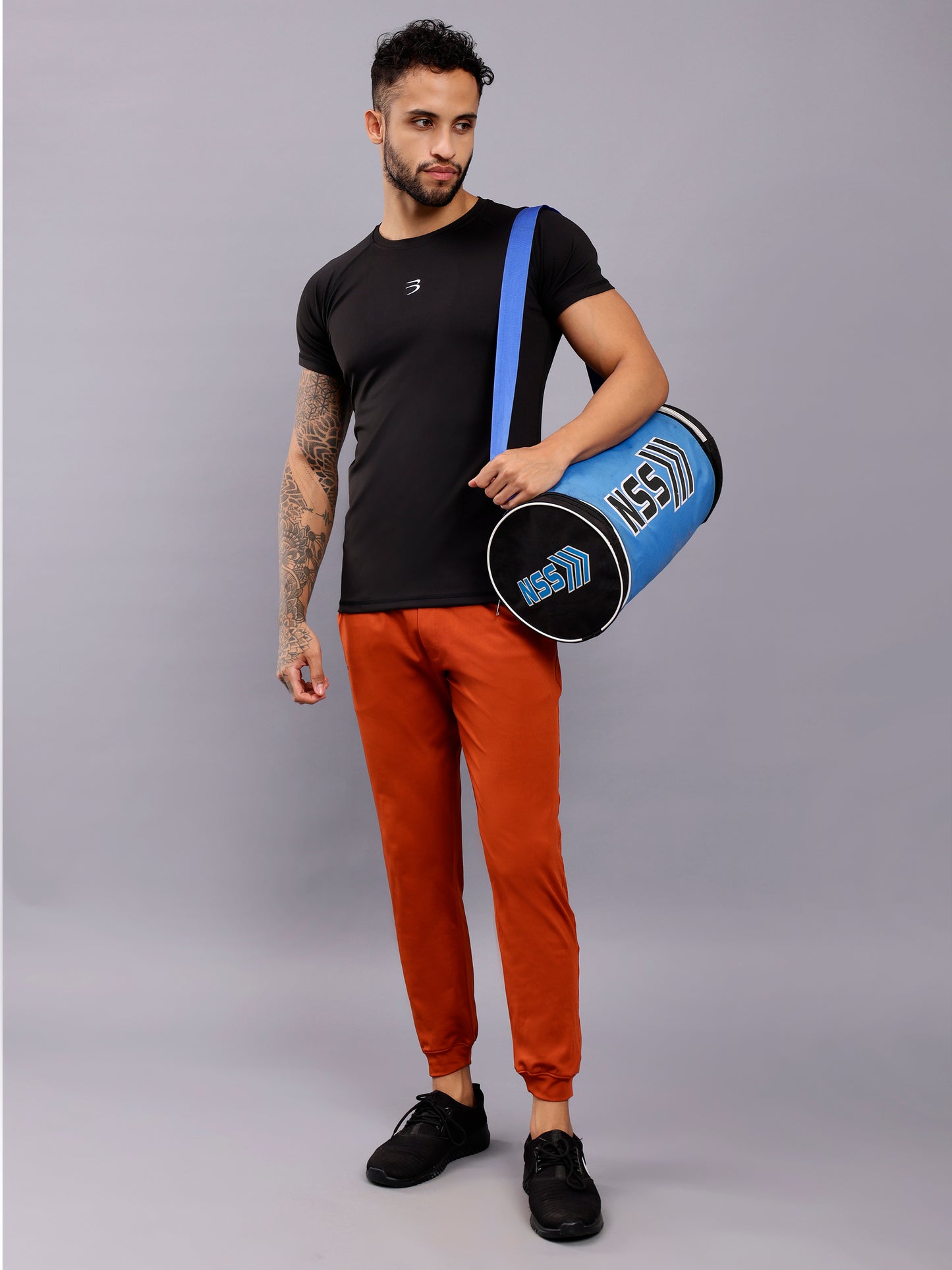 Men's Round Neck Sports T-Shirt | Half Sleeve Solid Regular Fit T-Shirt For Men -Black