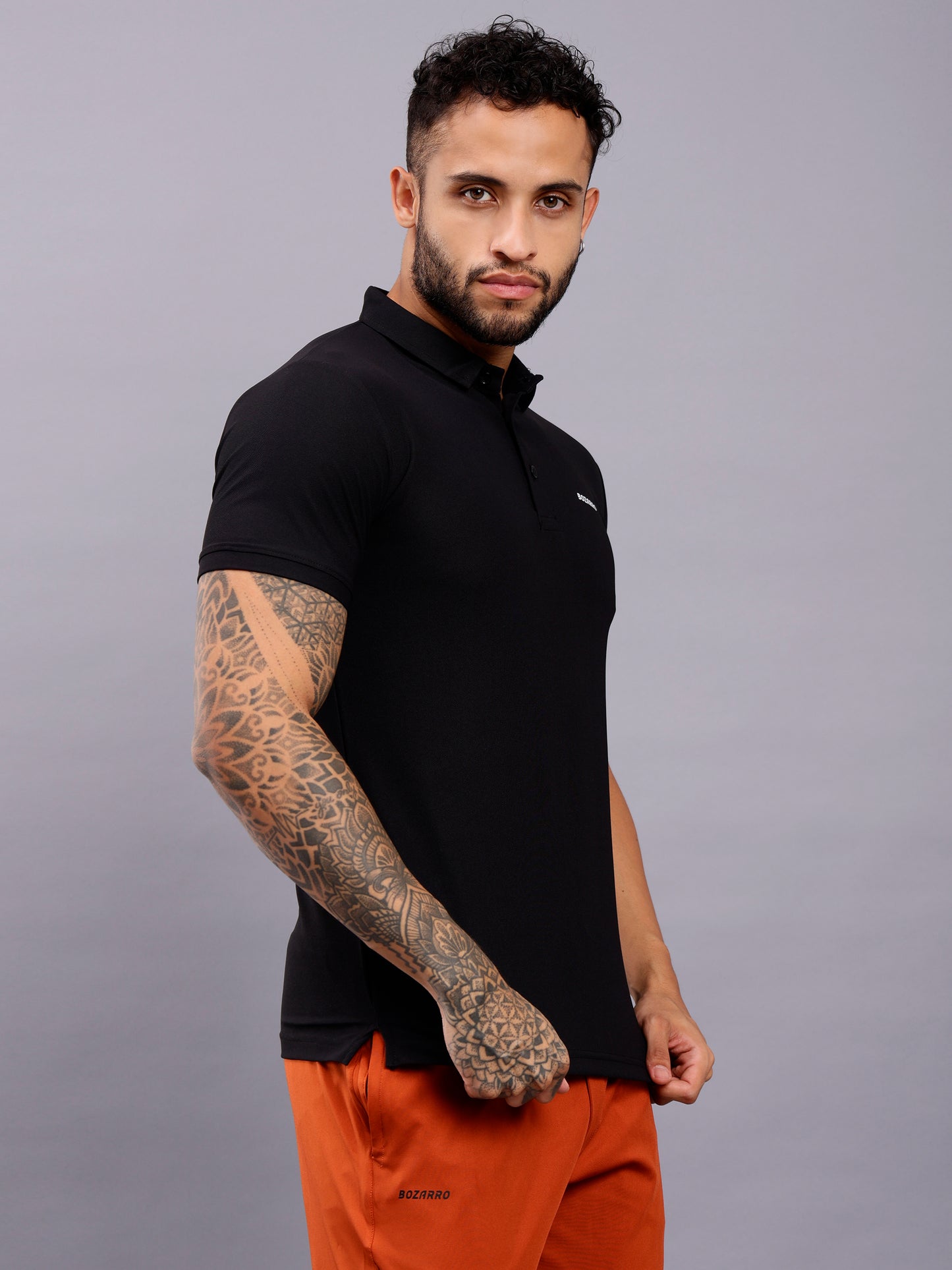 Men's Regular Fit Polo T-Shirt | Polo Plain Half Sleeve Casual T-Shirt | Polo T-Shirt for Men(PT01)- Black