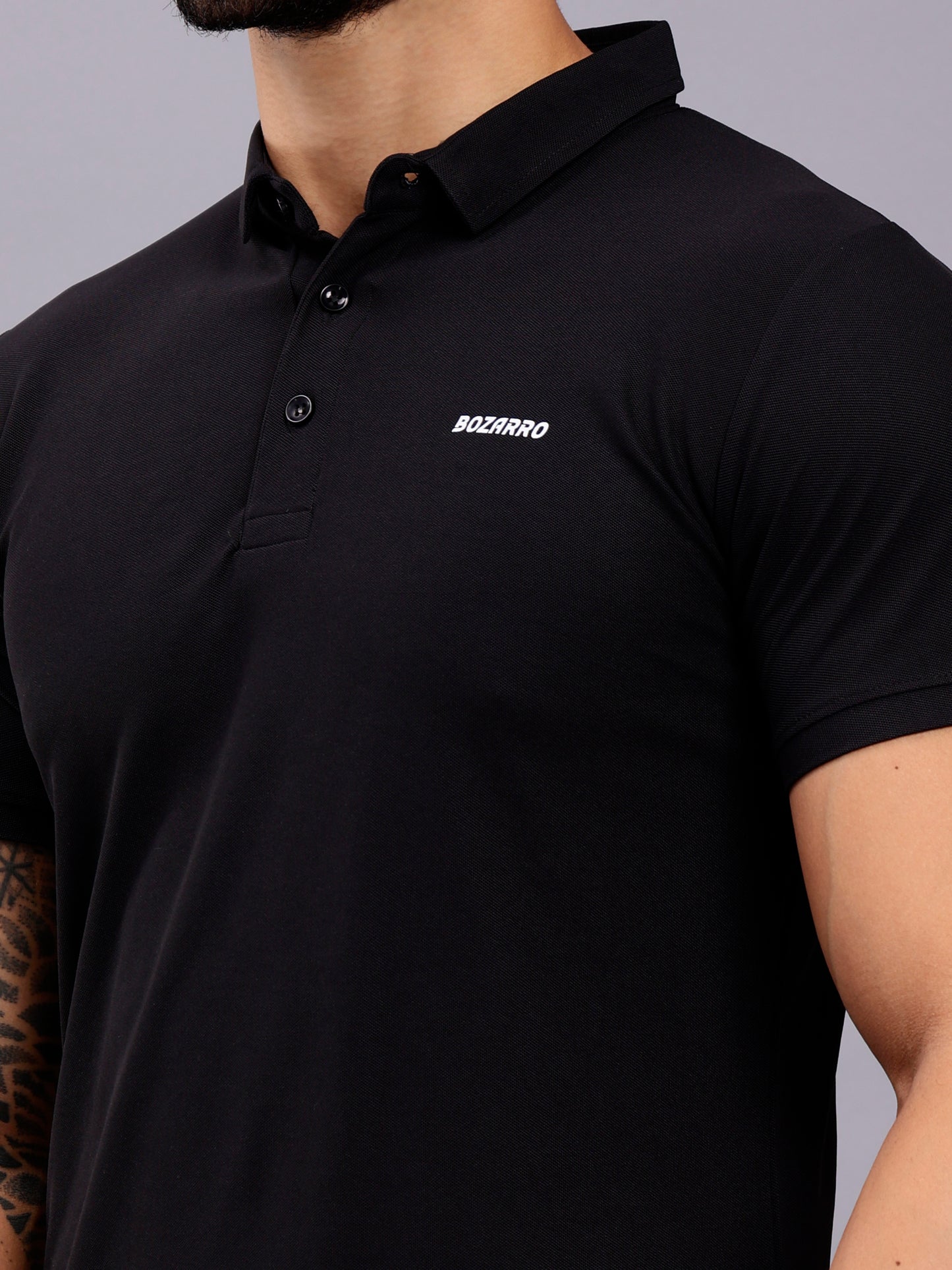 Men's Regular Fit Polo T-Shirt | Polo Plain Half Sleeve Casual T-Shirt | Polo T-Shirt for Men(PT01)- Black